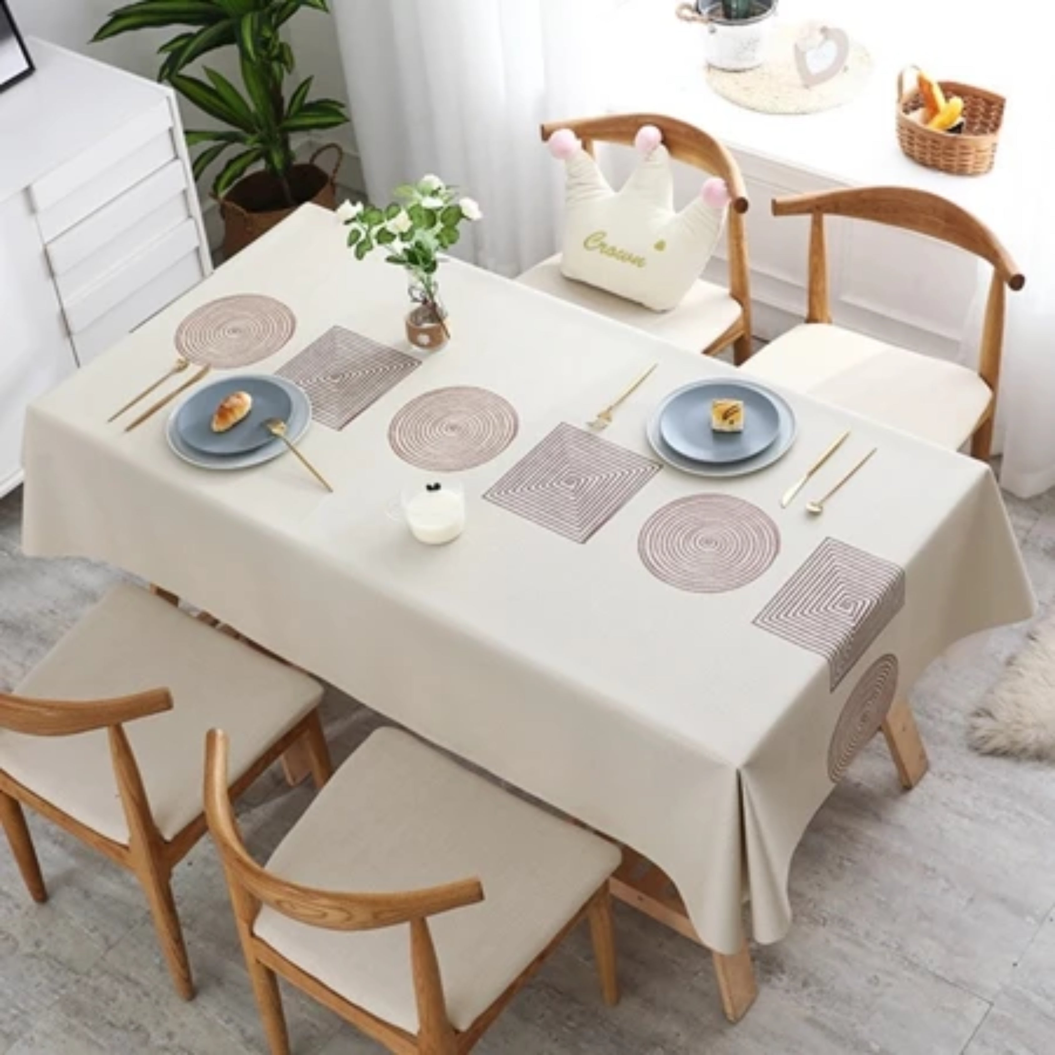 Nordic Waterproof PVC Tablecloth Oil-Proof, Scratch Resistant & Wash-Free Table Mat