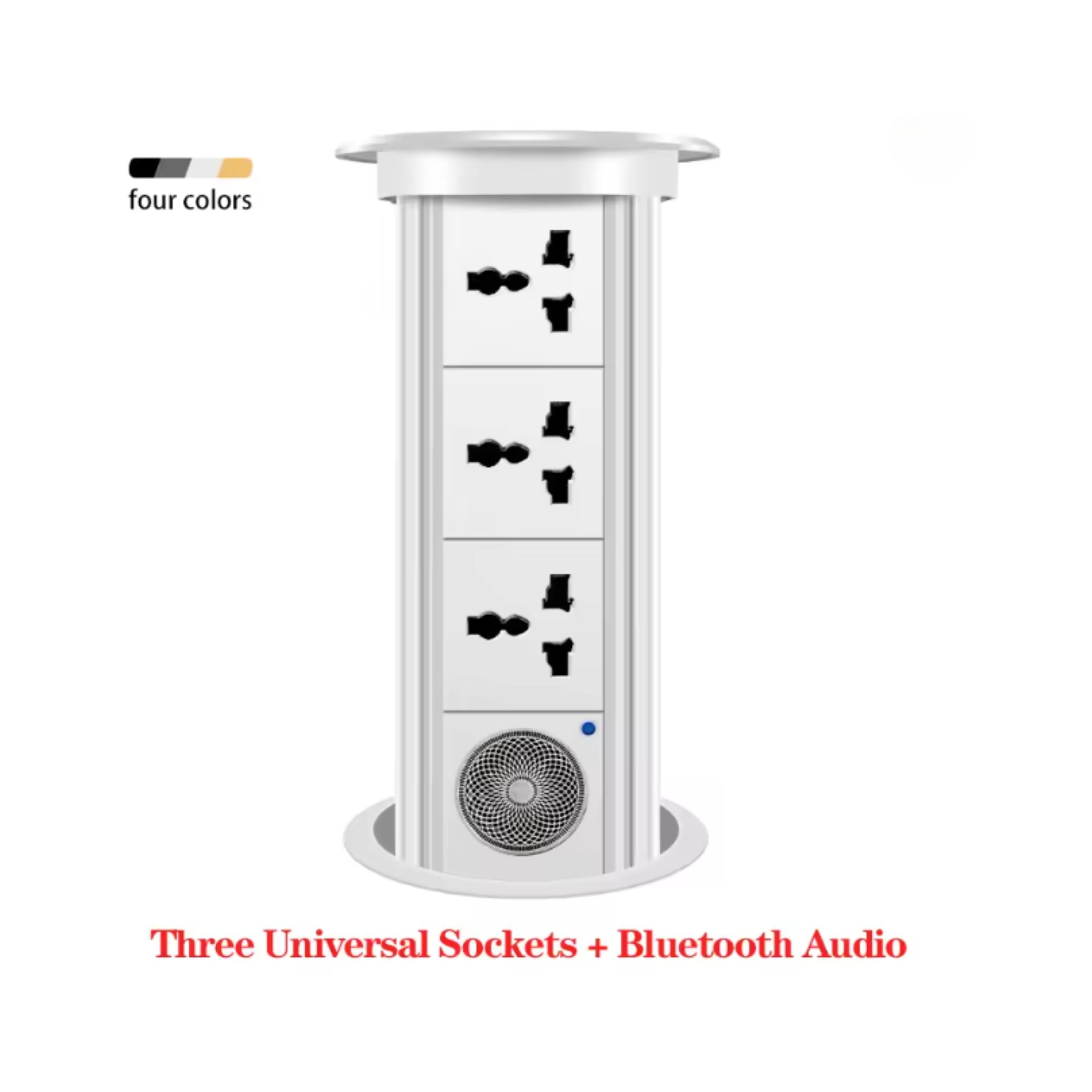 Herepow Automatic Pop‑Up Socket Universal Standard Plug Adapter (EU/FR/UK/US) with USB-C & Bluetooth Audio Lift
