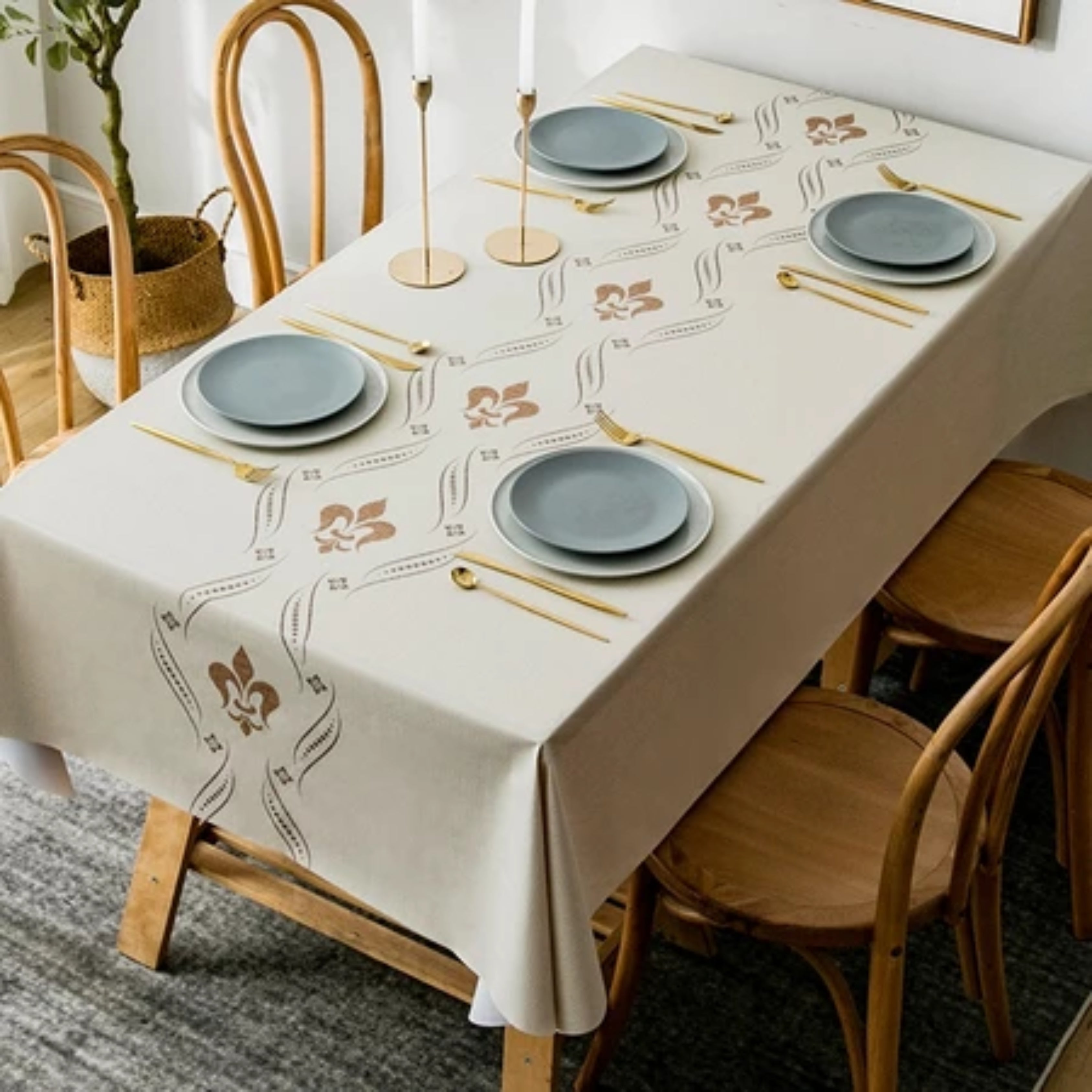 Nordic Waterproof PVC Tablecloth Oil-Proof, Scratch Resistant & Wash-Free Table Mat