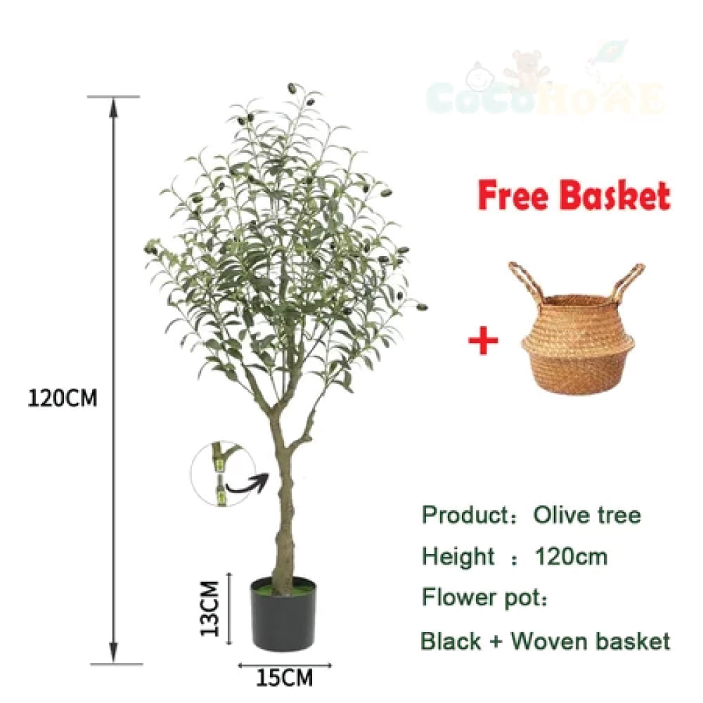 Artificial Olive Tree 4FT/5FT/6FT Tall Faux Indoor Plant with Basket – Fake Potted Olive Trees for Home & Office Decor