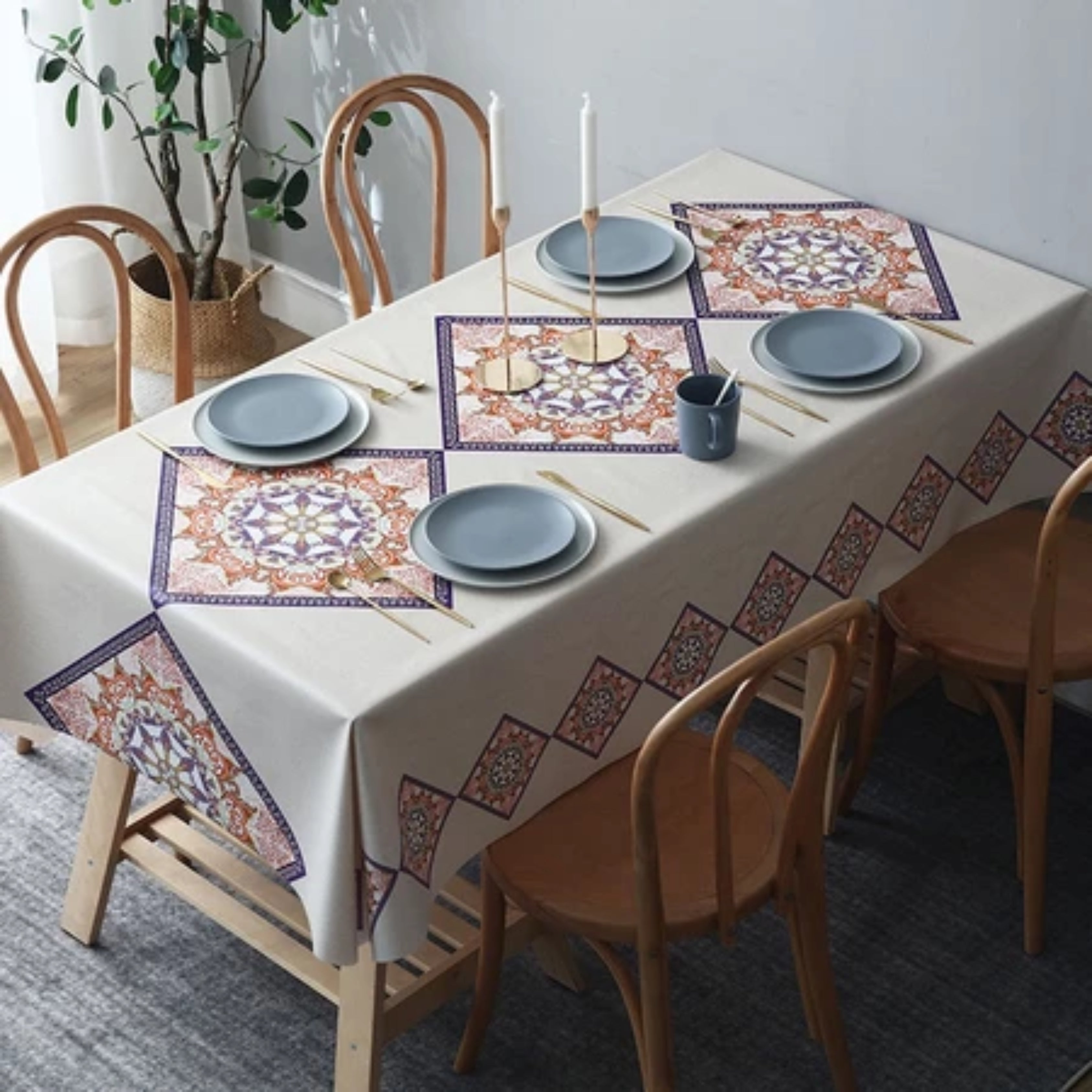 Nordic Waterproof PVC Tablecloth Oil-Proof, Scratch Resistant & Wash-Free Table Mat