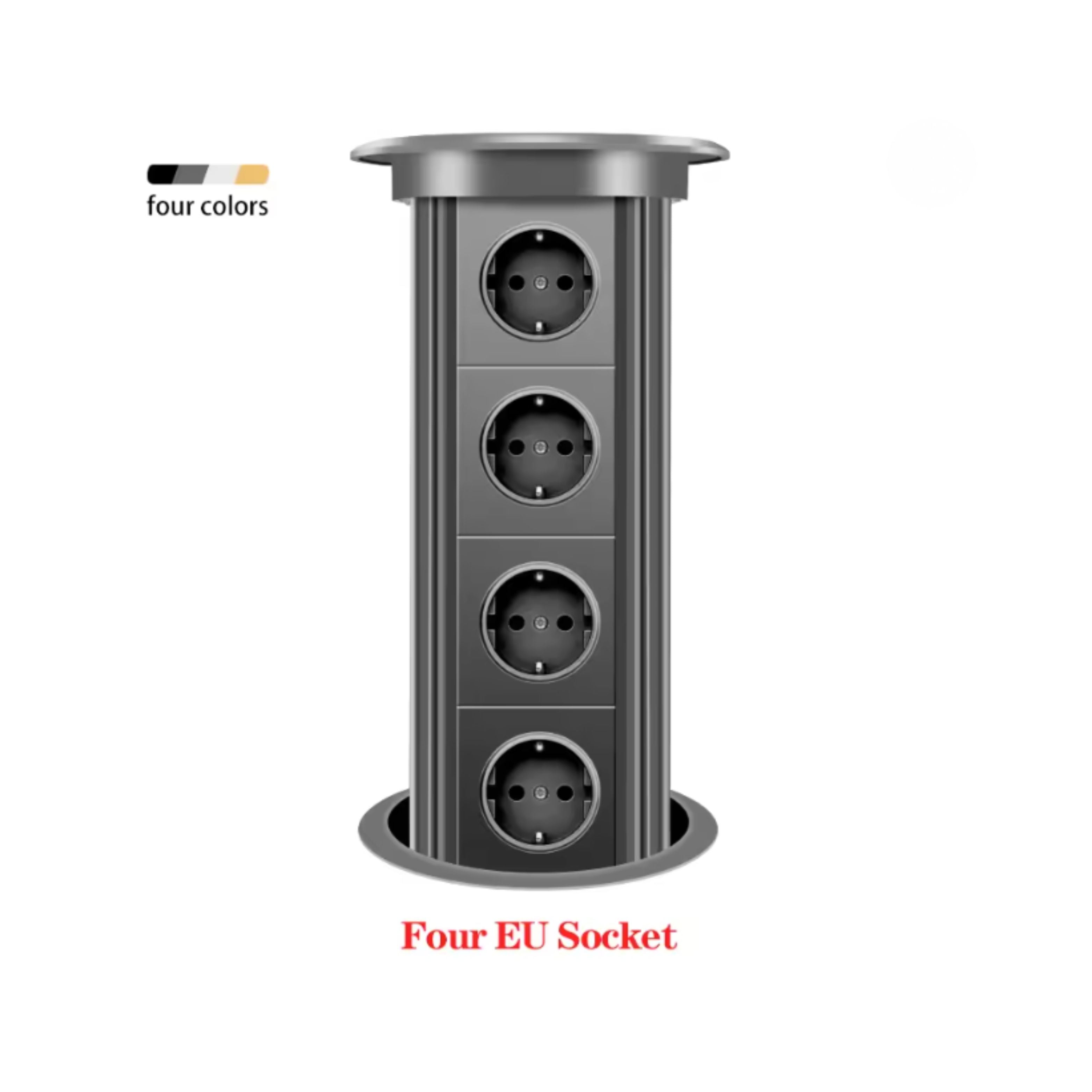 Herepow Automatic Pop‑Up Socket Universal Standard Plug Adapter (EU/FR/UK/US) with USB-C & Bluetooth Audio Lift