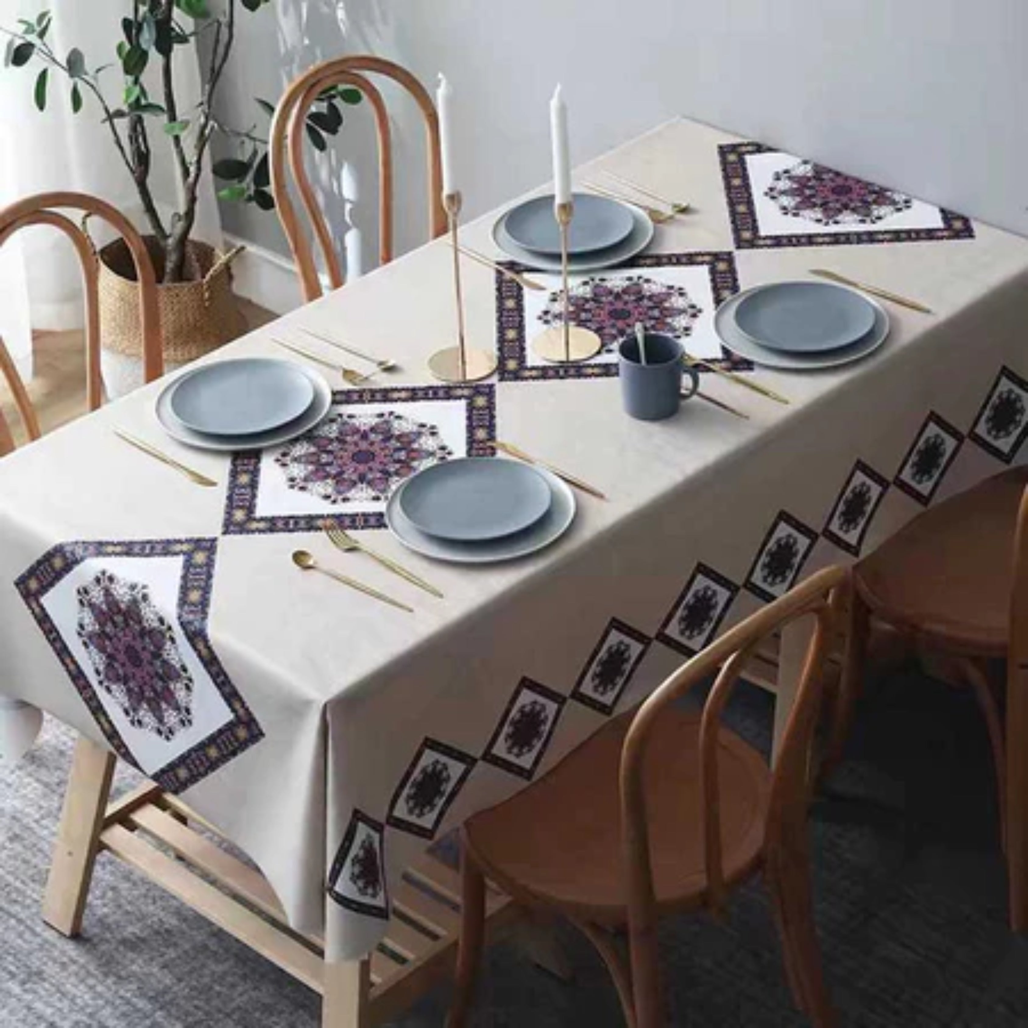 Nordic Waterproof PVC Tablecloth Oil-Proof, Scratch Resistant & Wash-Free Table Mat