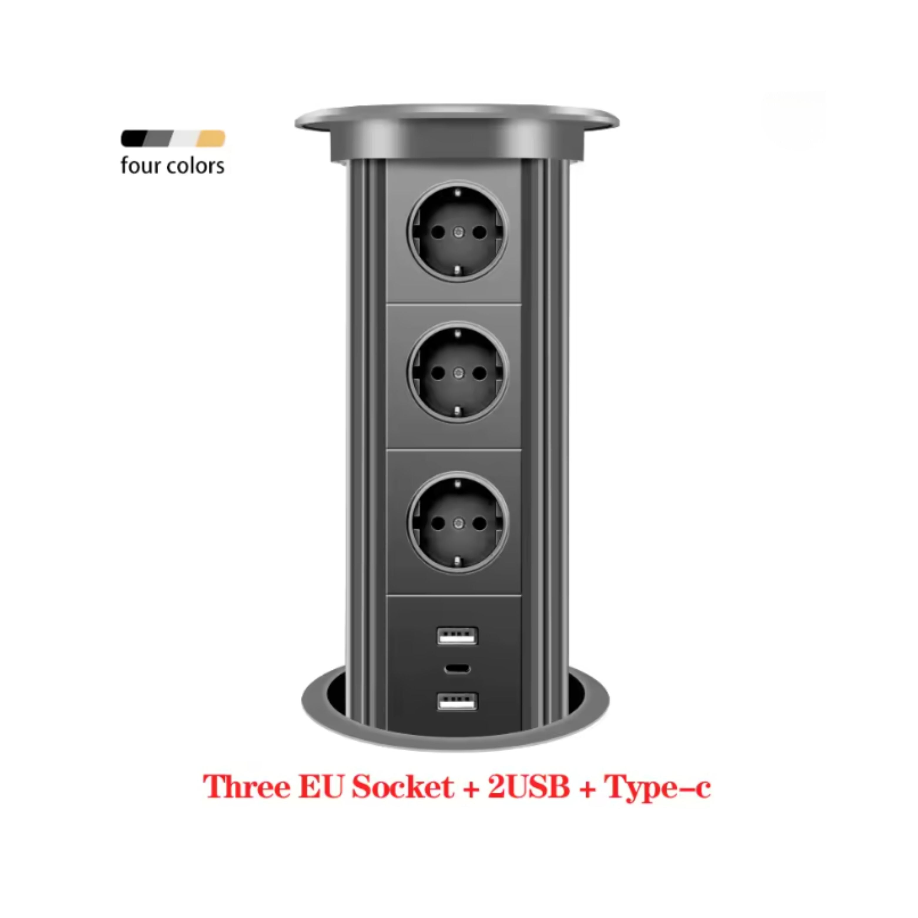 Herepow Automatic Pop‑Up Socket Universal Standard Plug Adapter (EU/FR/UK/US) with USB-C & Bluetooth Audio Lift