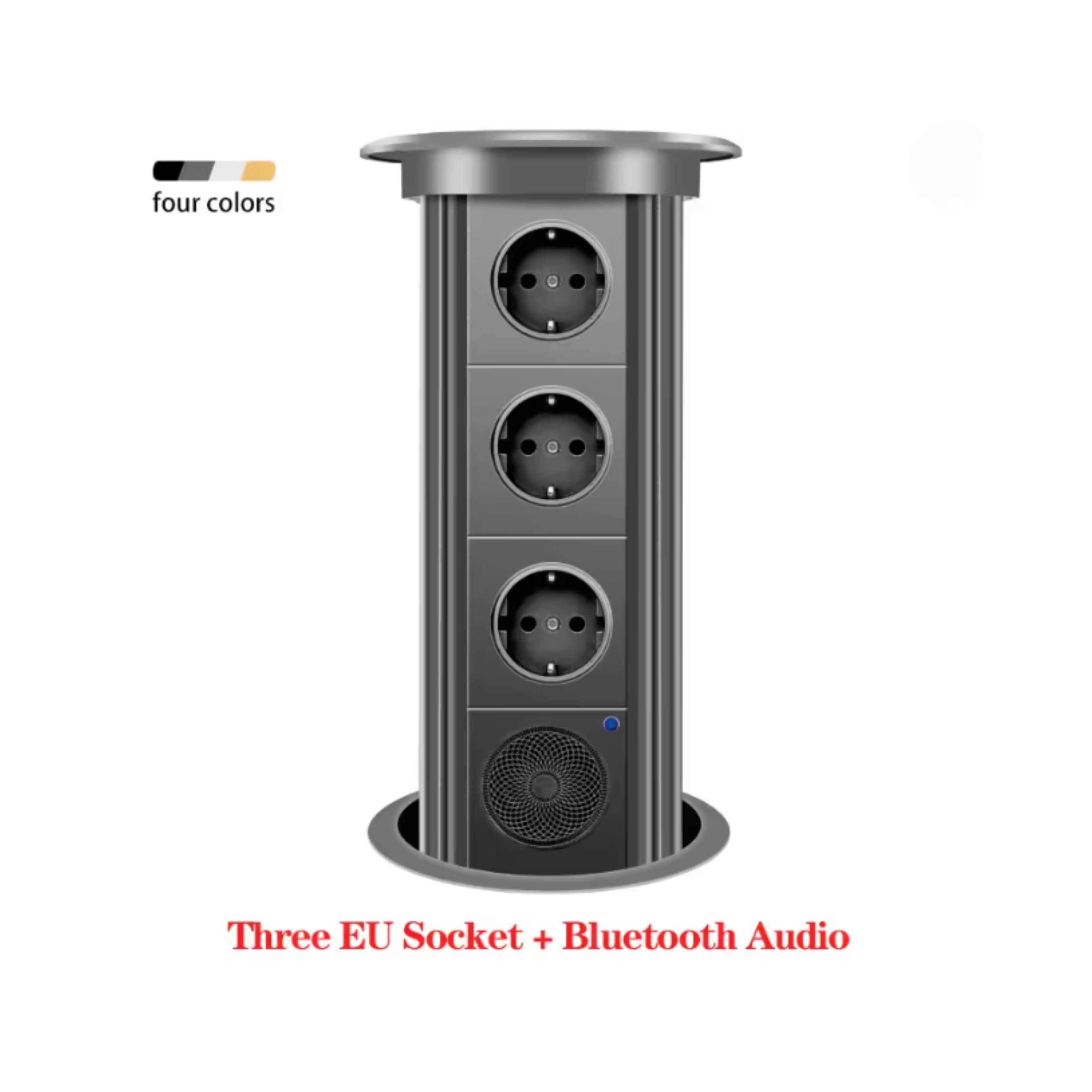 Herepow Automatic Pop‑Up Socket Universal Standard Plug Adapter (EU/FR/UK/US) with USB-C & Bluetooth Audio Lift
