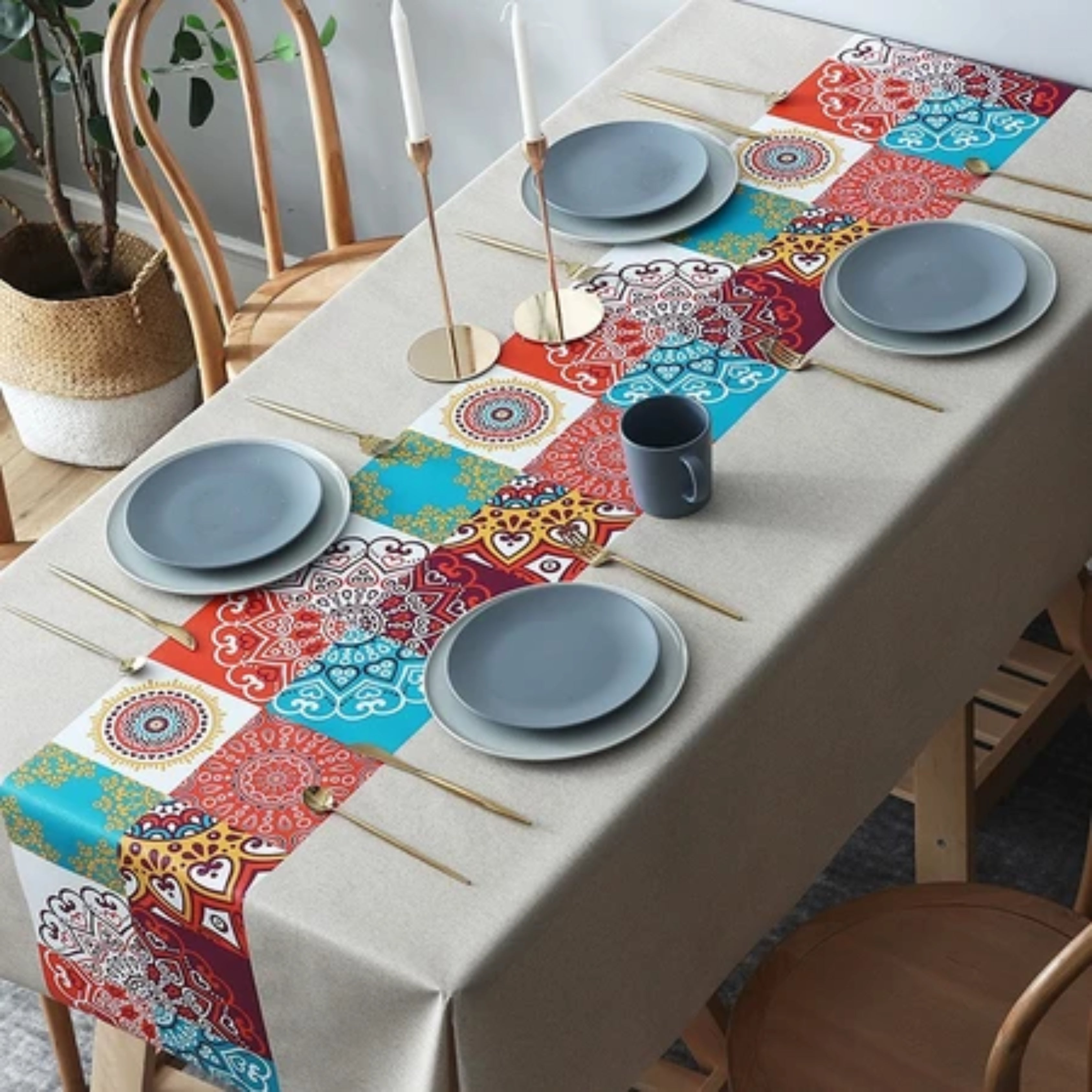 Nordic Waterproof PVC Tablecloth Oil-Proof, Scratch Resistant & Wash-Free Table Mat
