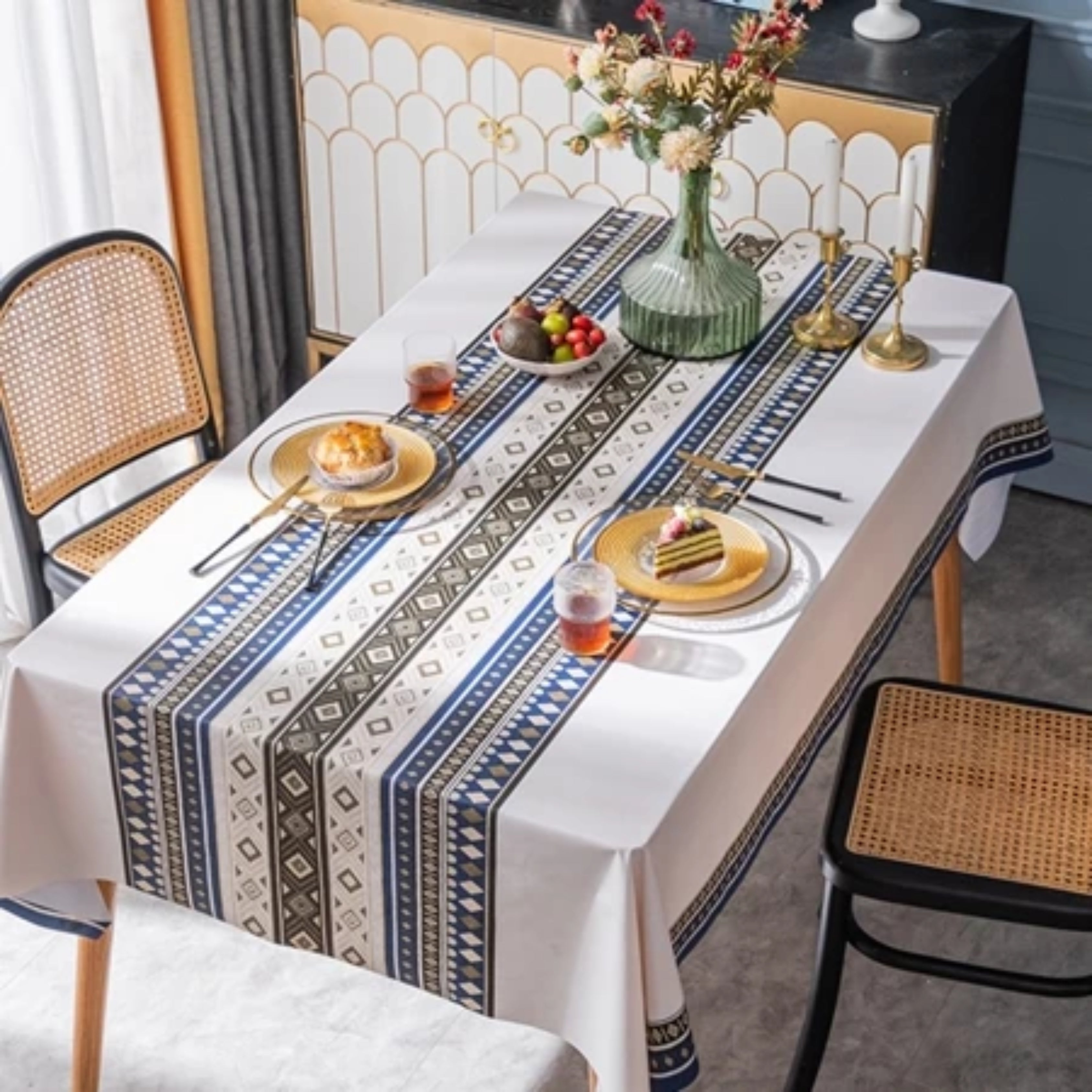 Nordic Waterproof PVC Tablecloth Oil-Proof, Scratch Resistant & Wash-Free Table Mat