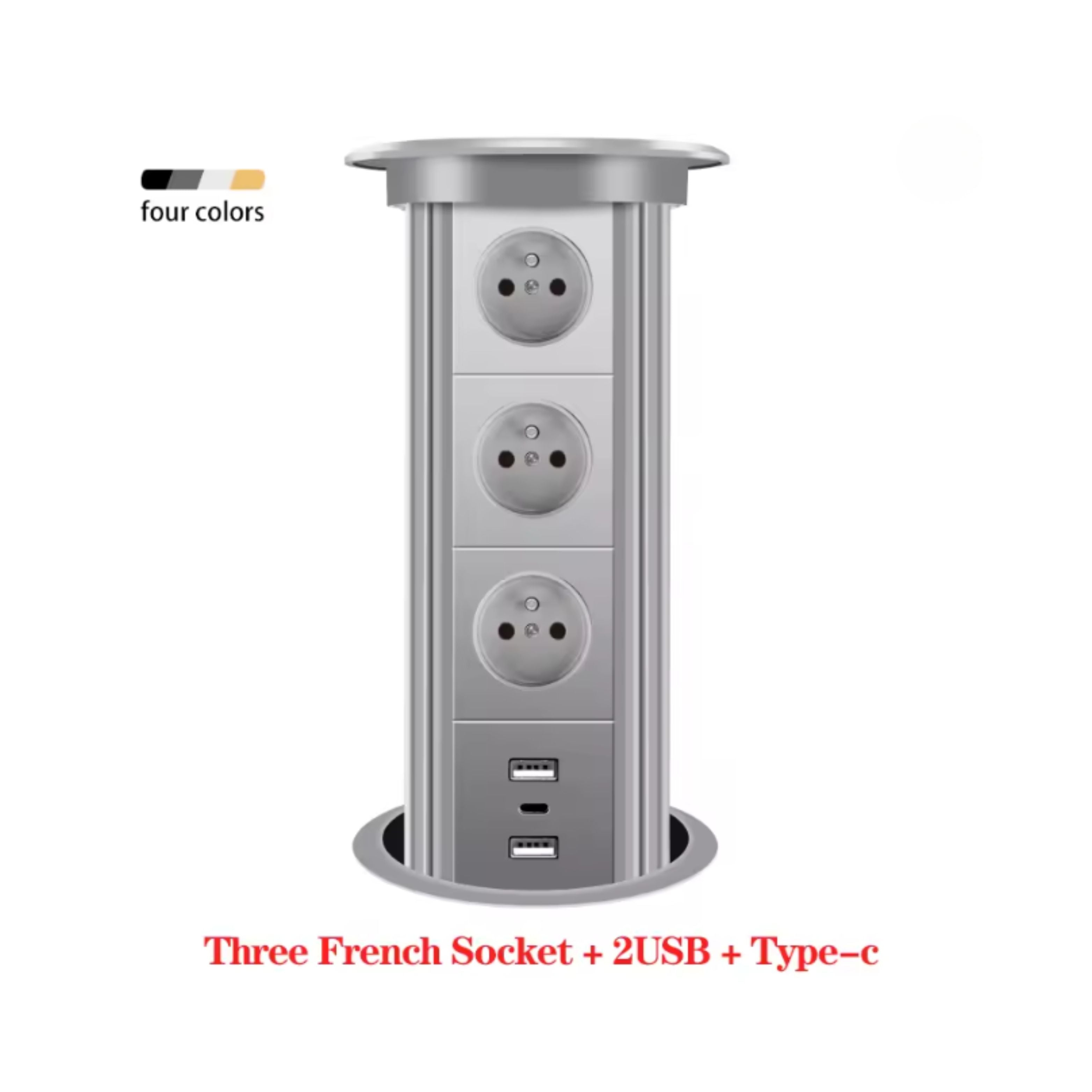 Herepow Automatic Pop‑Up Socket Universal Standard Plug Adapter (EU/FR/UK/US) with USB-C & Bluetooth Audio Lift