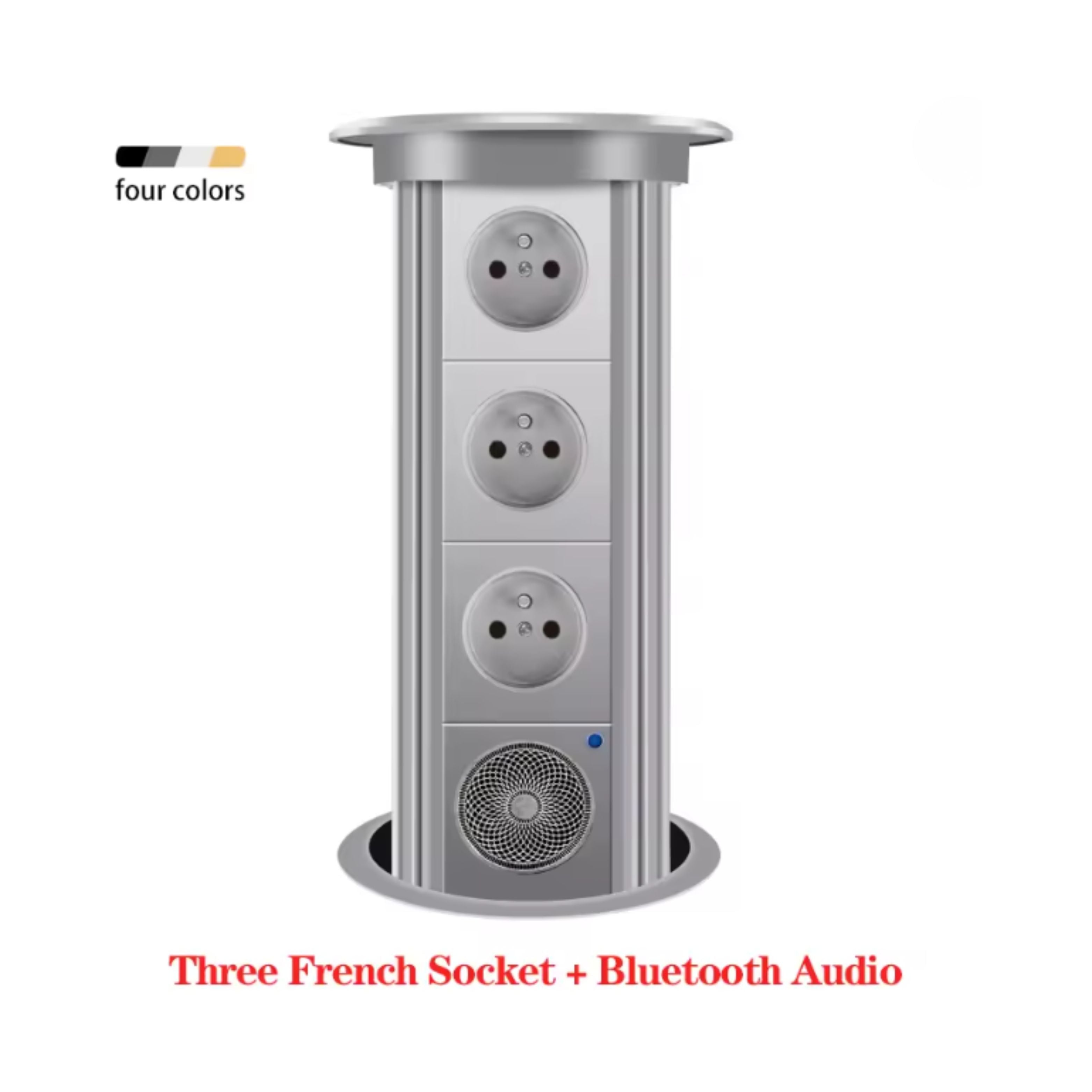 Herepow Automatic Pop‑Up Socket Universal Standard Plug Adapter (EU/FR/UK/US) with USB-C & Bluetooth Audio Lift