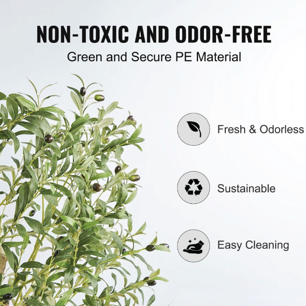 Artificial Olive Tree 4FT/5FT/6FT Tall Faux Indoor Plant with Basket – Fake Potted Olive Trees for Home & Office Decor
