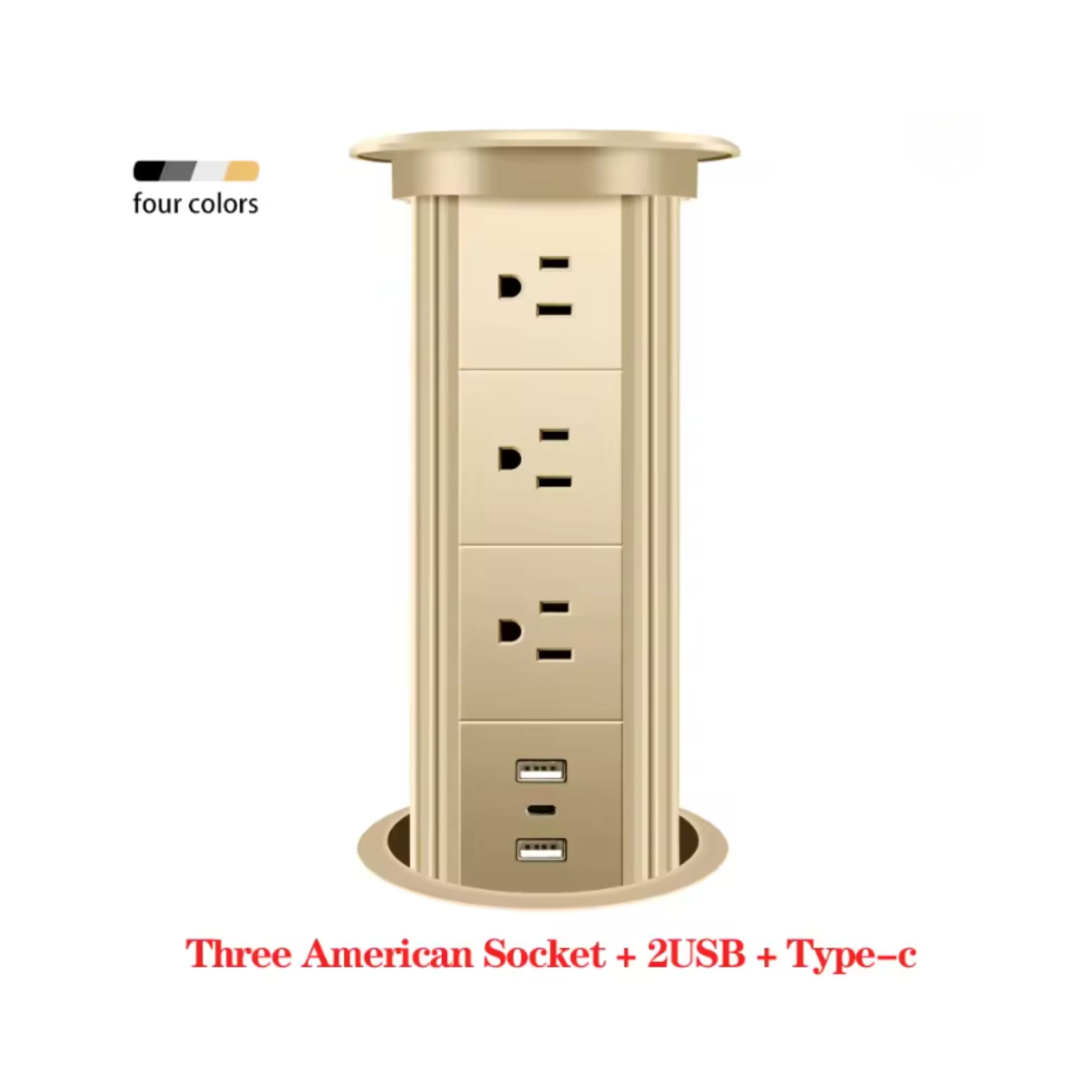 Herepow Automatic Pop‑Up Socket Universal Standard Plug Adapter (EU/FR/UK/US) with USB-C & Bluetooth Audio Lift