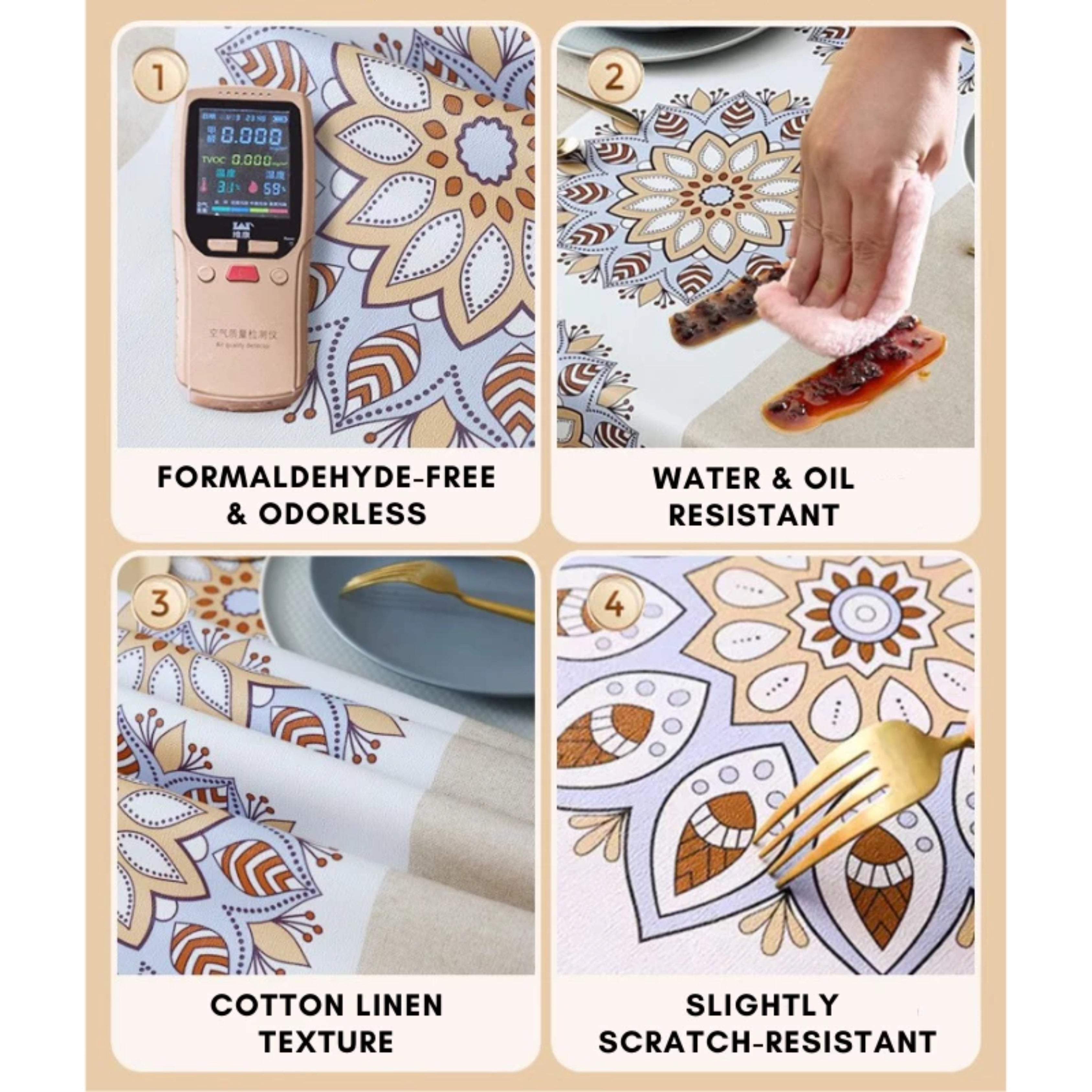 Nordic Waterproof PVC Tablecloth Oil-Proof, Scratch Resistant & Wash-Free Table Mat