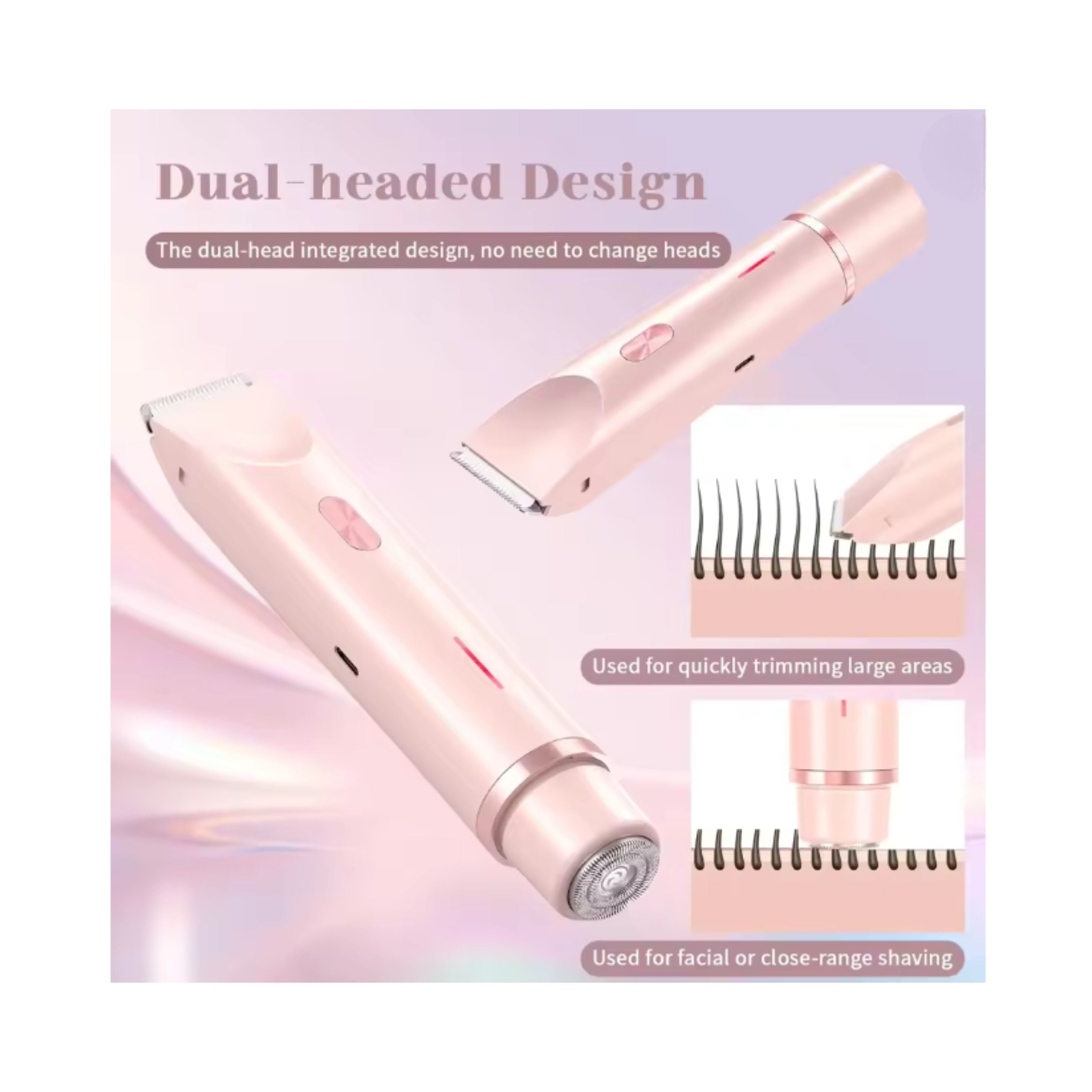Rechargeable Dual-Head Lady Shaver & Body Hair Trimmer