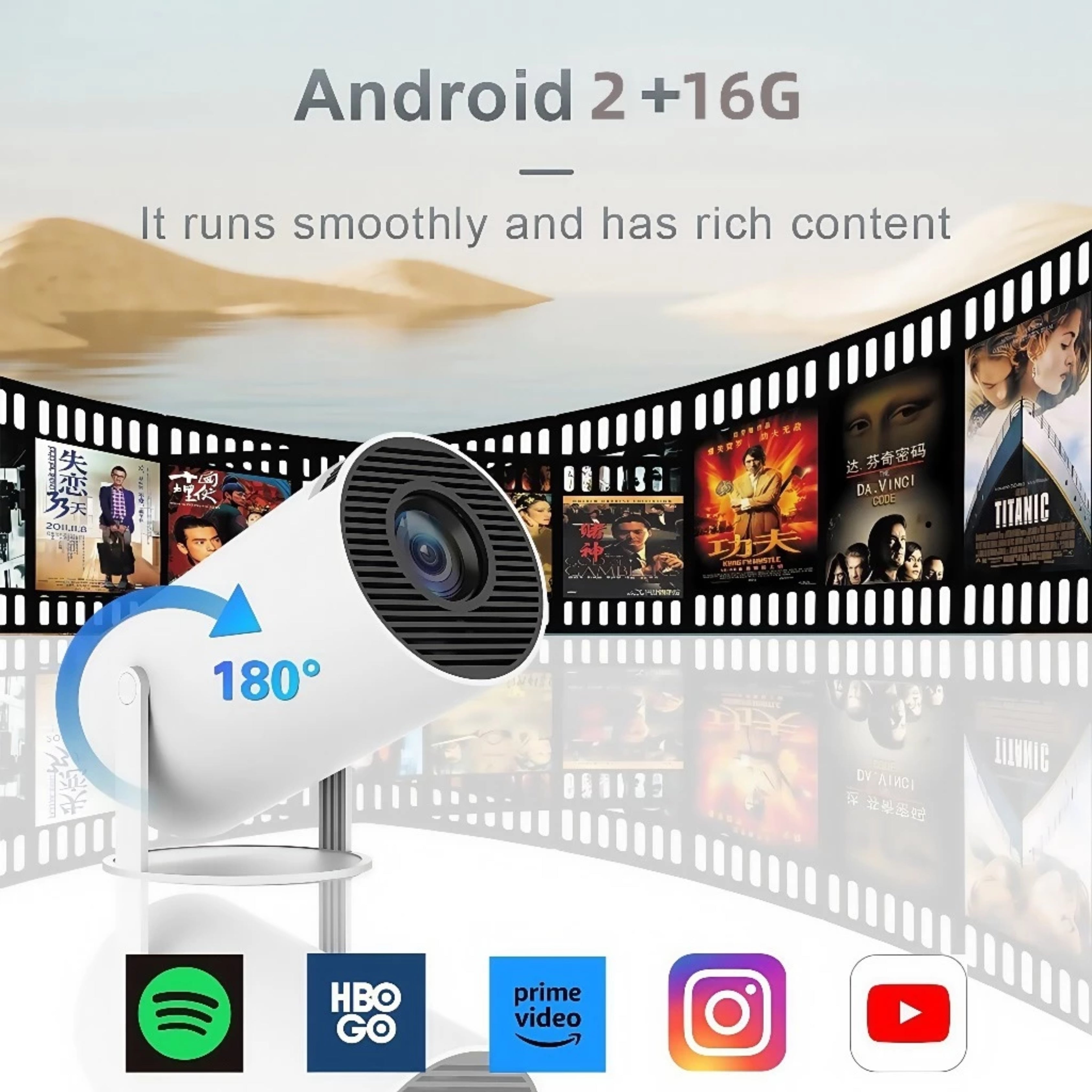 Magcubic HY300 Portable Projector 4K Home Cinema Android 13 Projector Portable 1080P Dual WiFi Bluetooth Large Screen Display