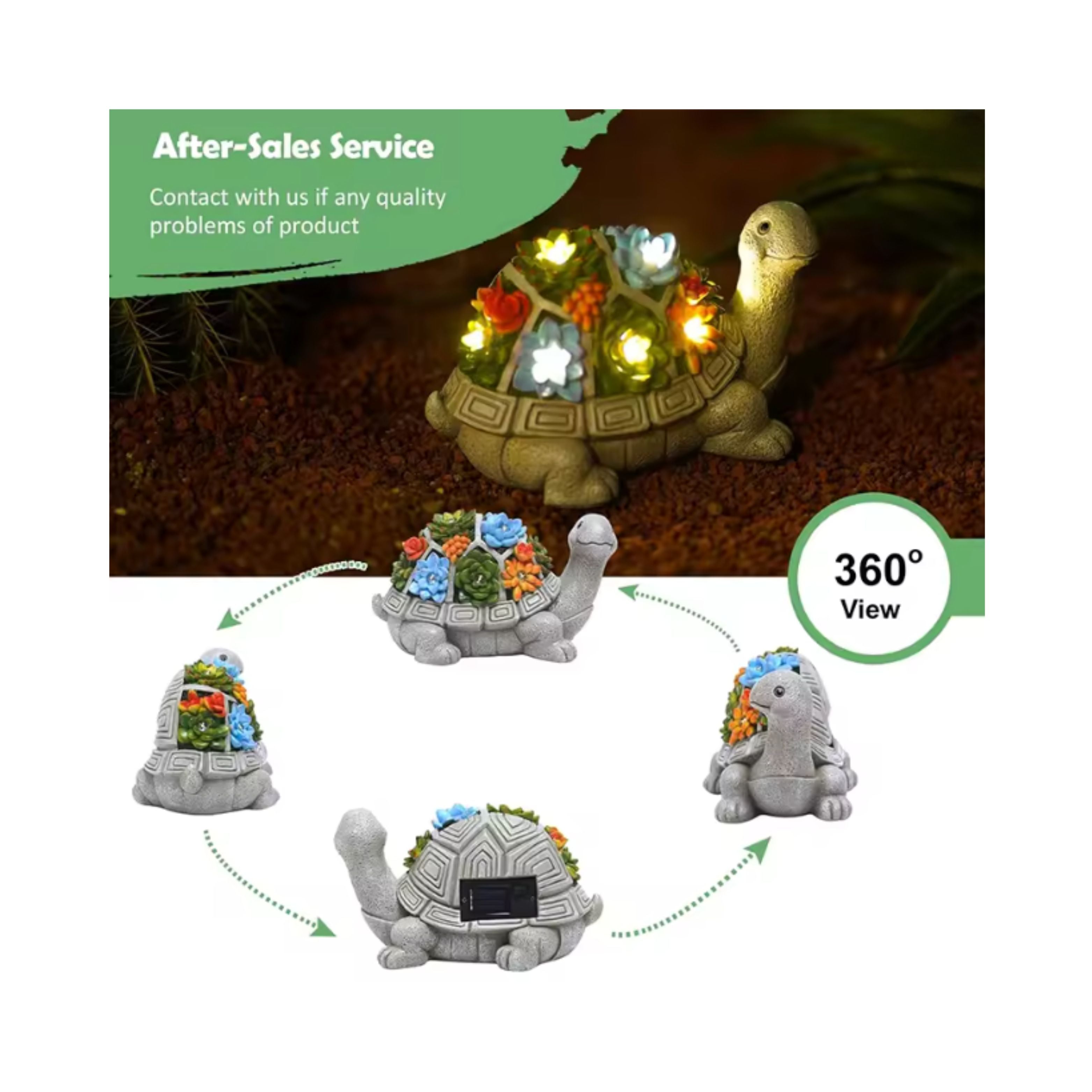 Solar Garden Outdoor Statue Turtle Lawn Decor