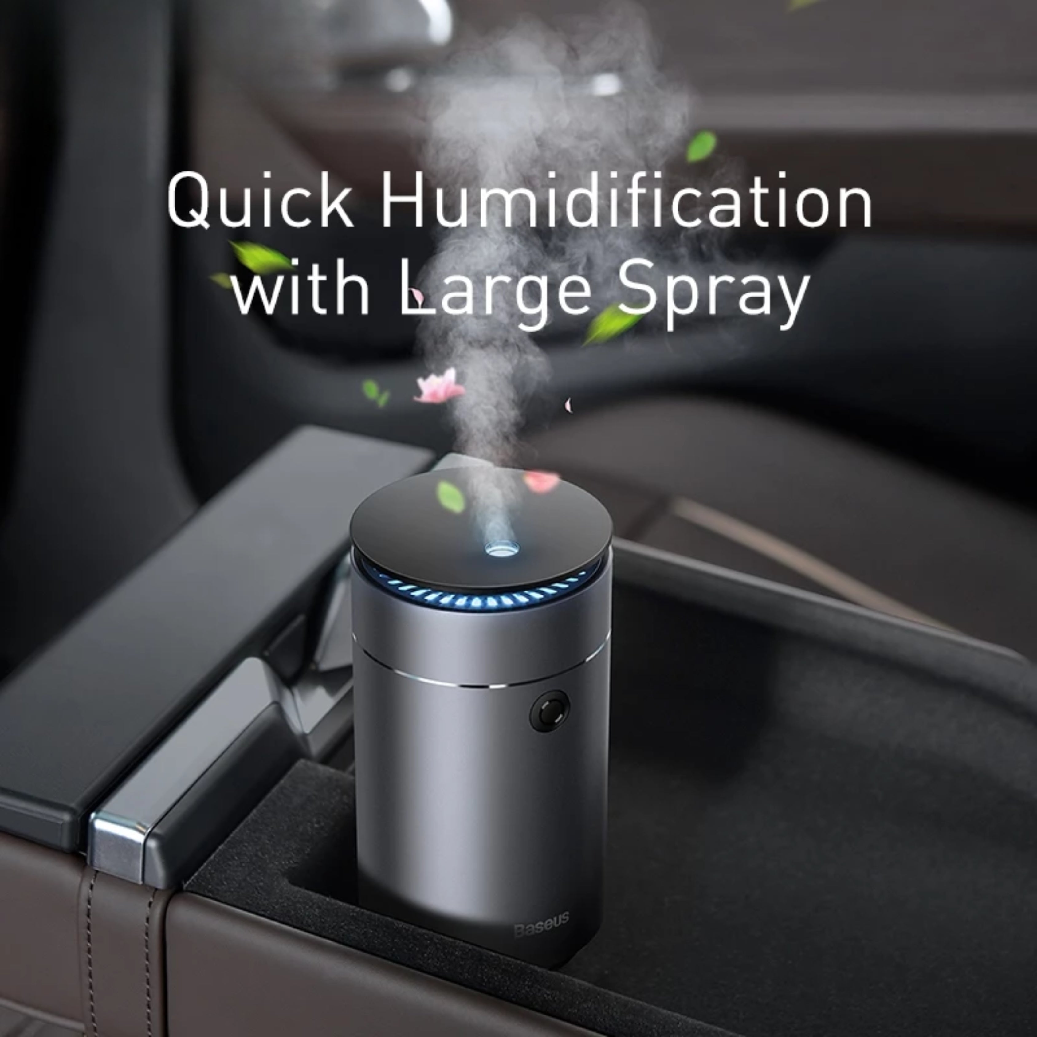 Baseus Car Diffuser Humidifier – LED Aromatherapy Air Purifier & Essential Oil Freshener