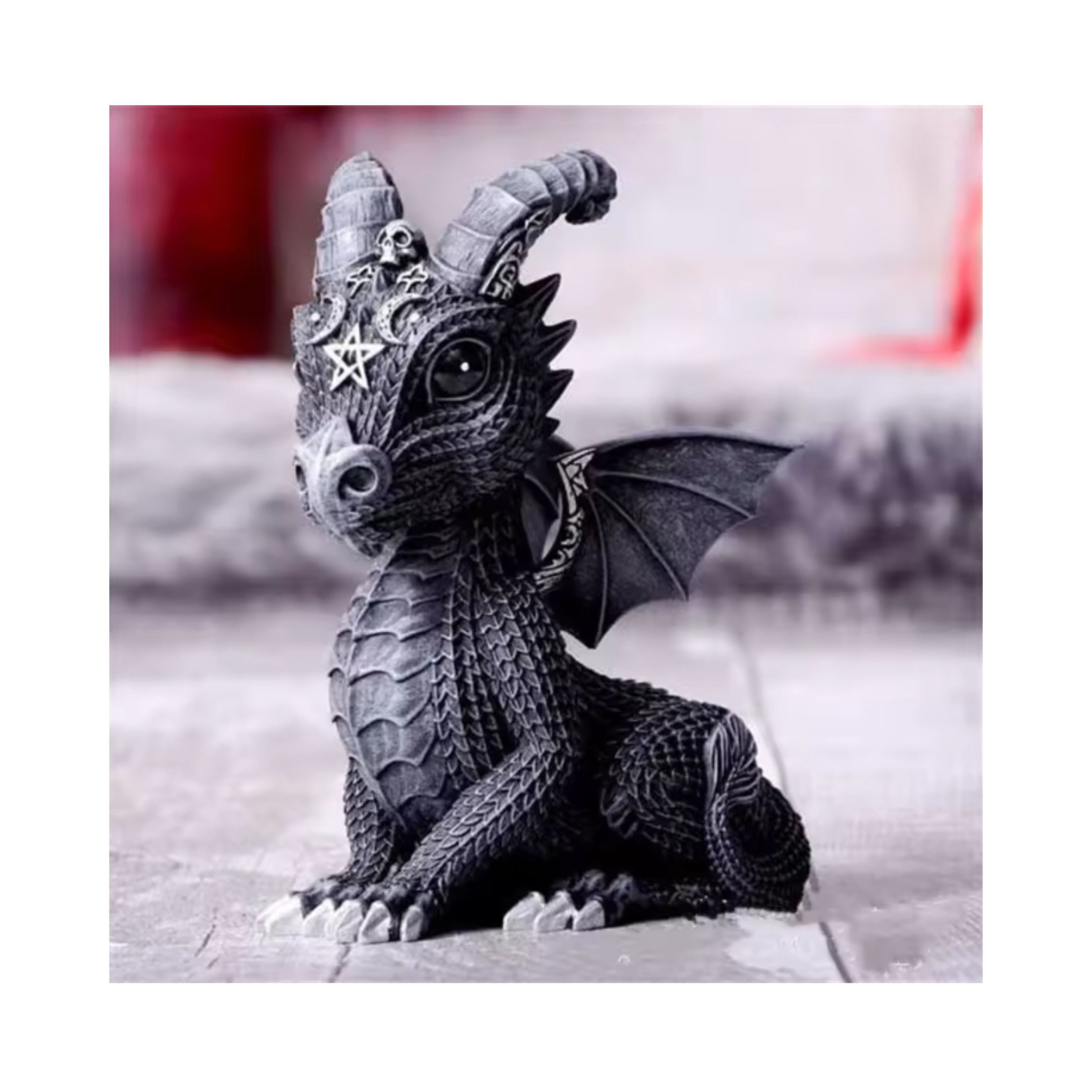 Halloween Magic Black Dragon Griffin Unicorn Statue