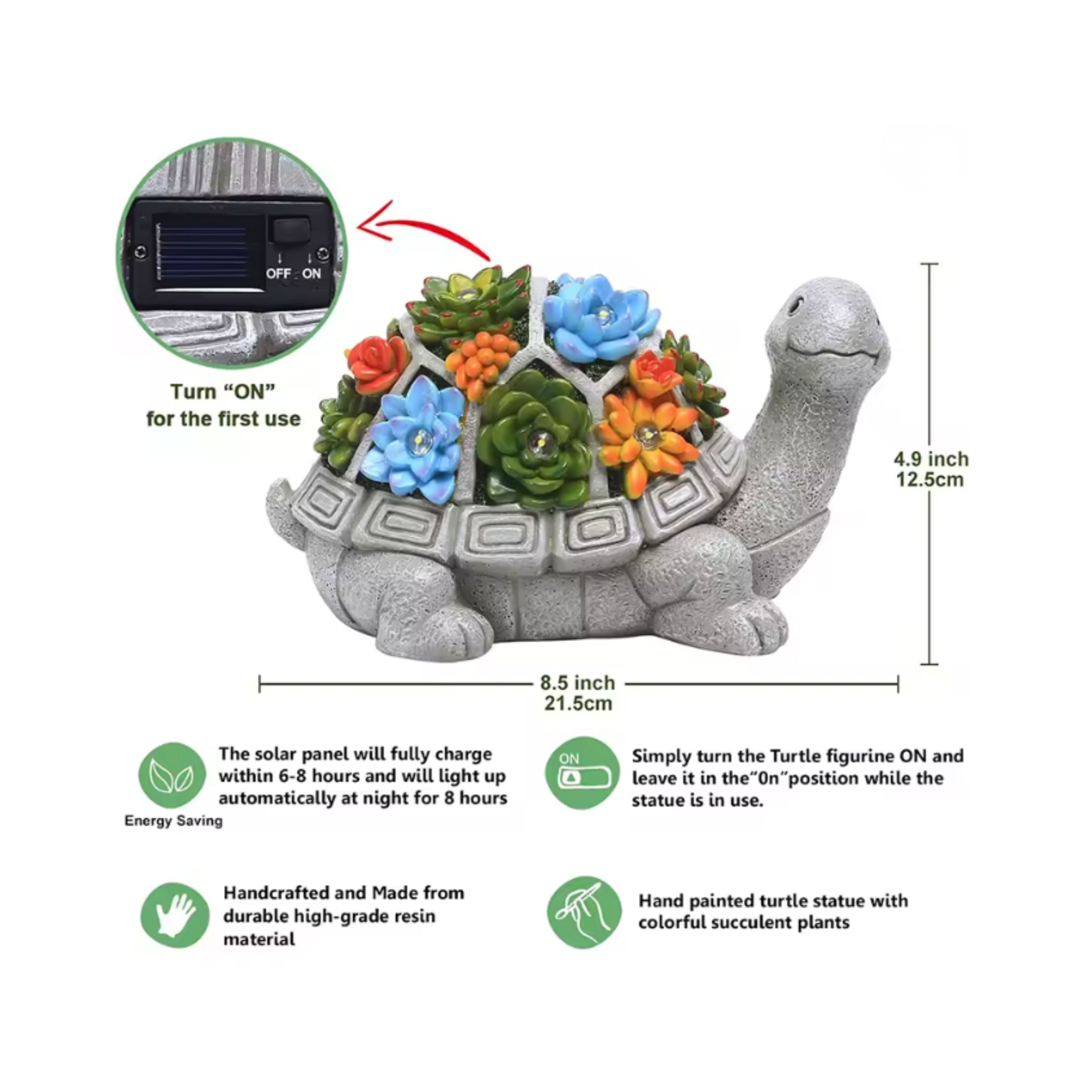 Solar Garden Outdoor Statue Turtle Lawn Decor