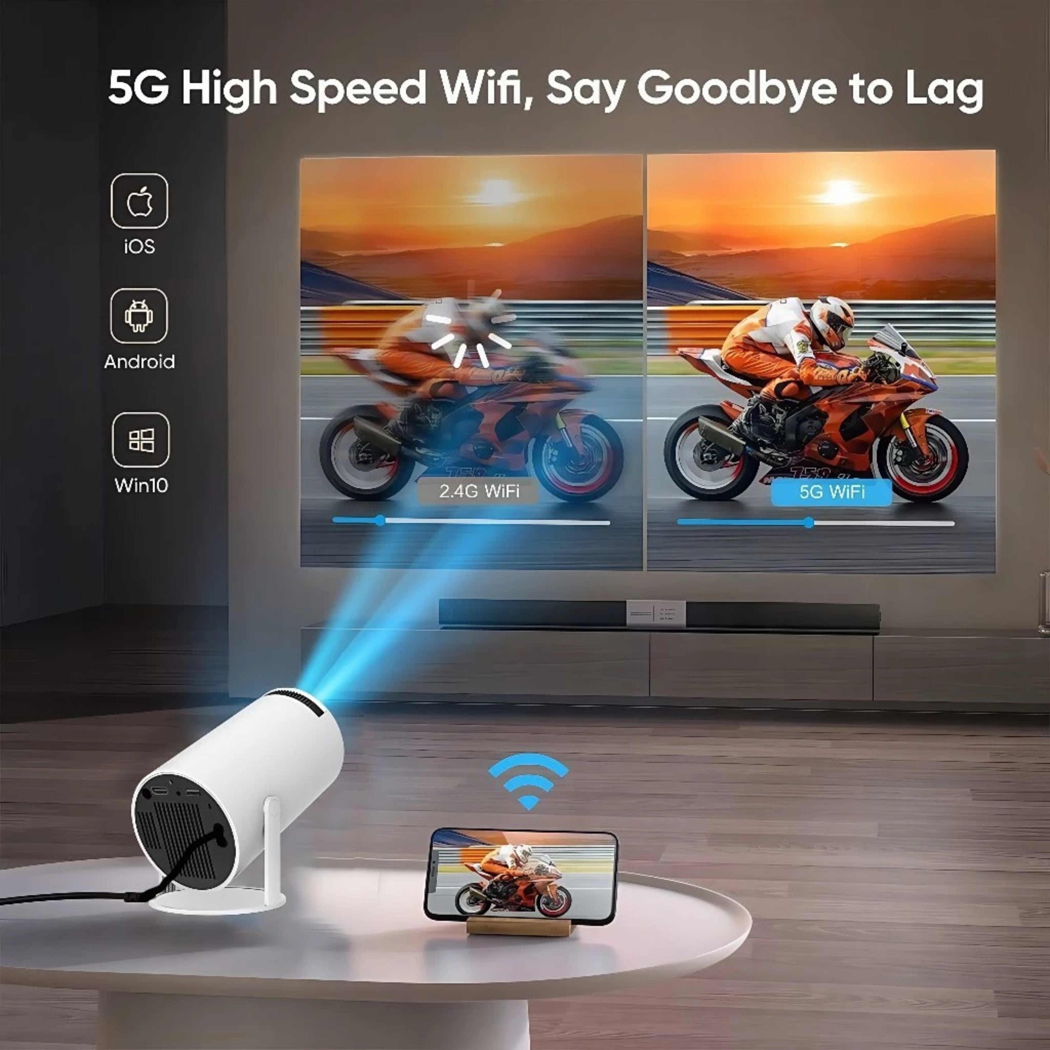 Magcubic HY300 Portable Projector 4K Home Cinema Android 13 Projector Portable 1080P Dual WiFi Bluetooth Large Screen Display