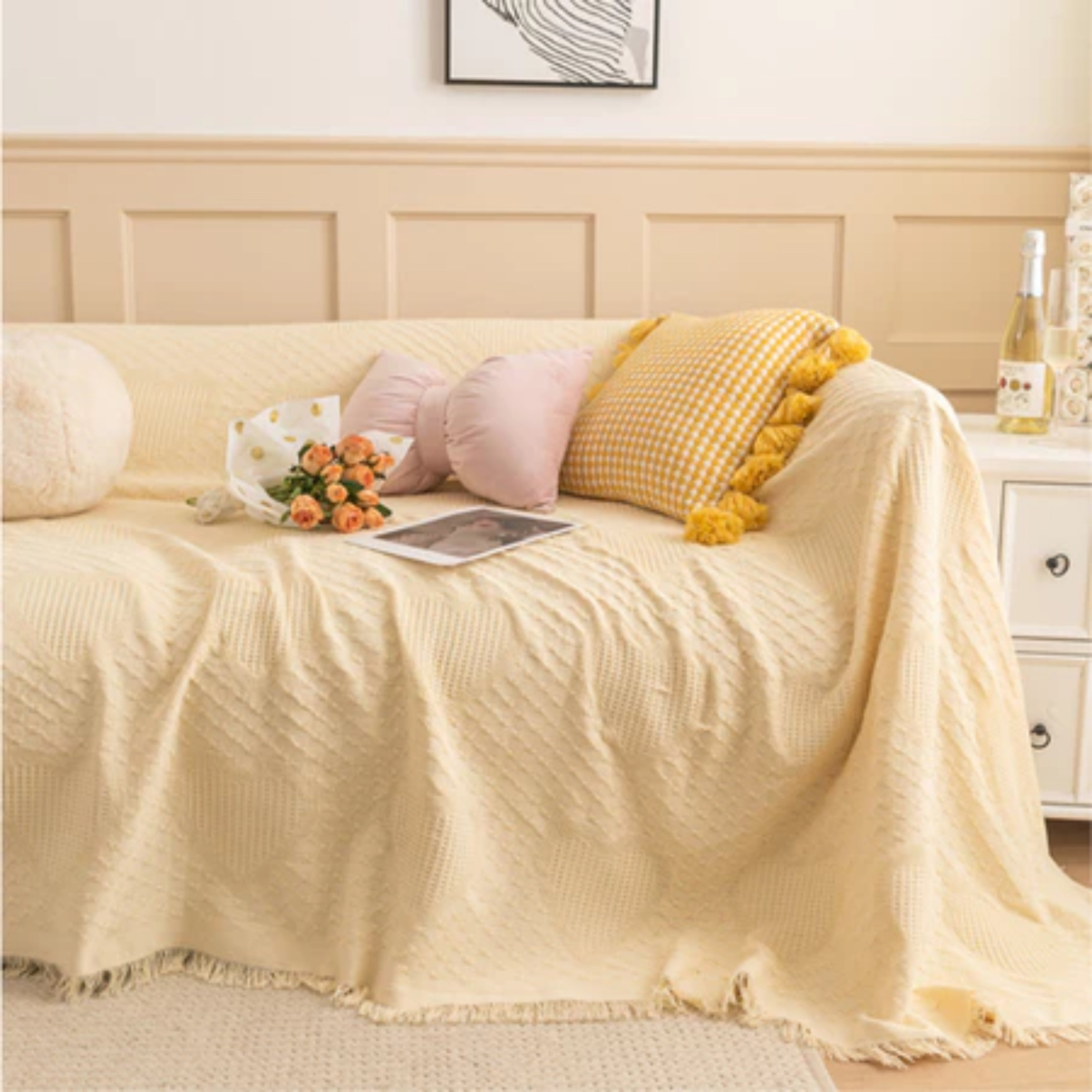 Universal Washable Sofa Cover for 1/2/3/4 Seater – Anti-Slip Elastic Couch Blanket Protector