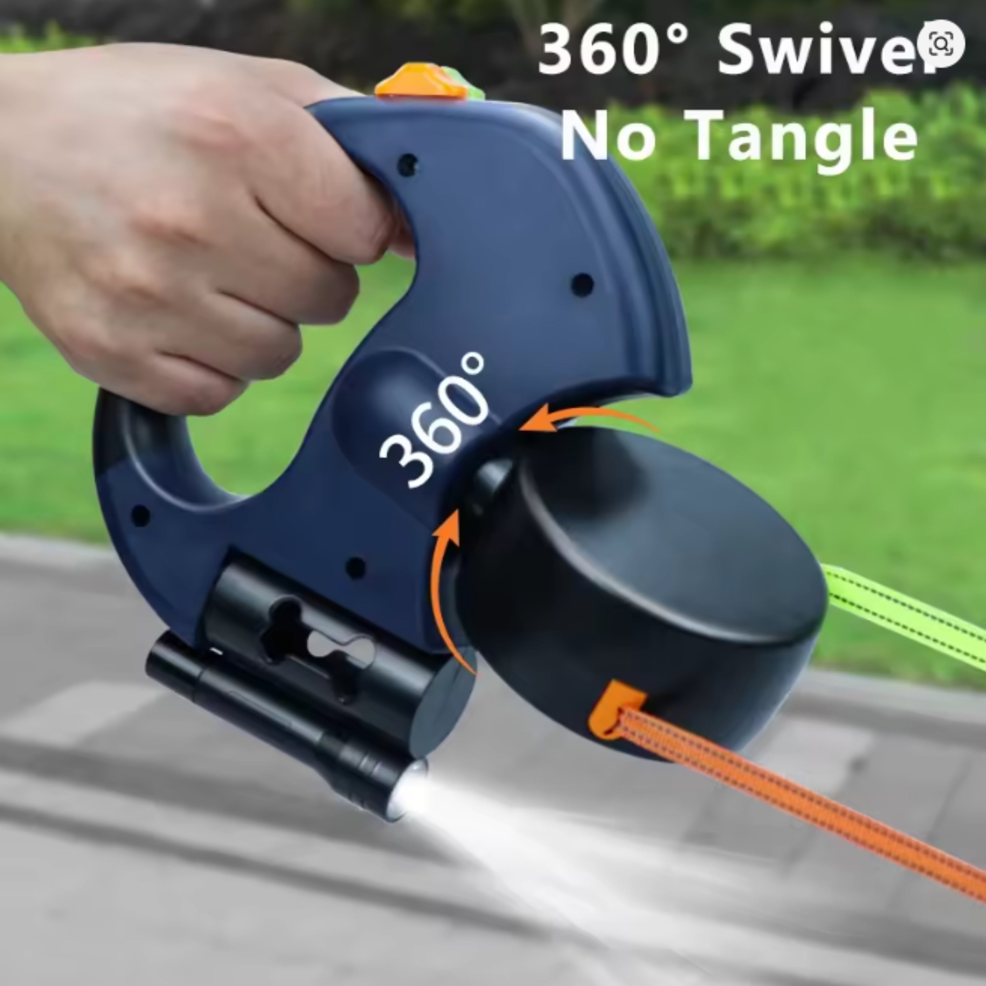 DualControl Retractable Dog Leash with LED Light