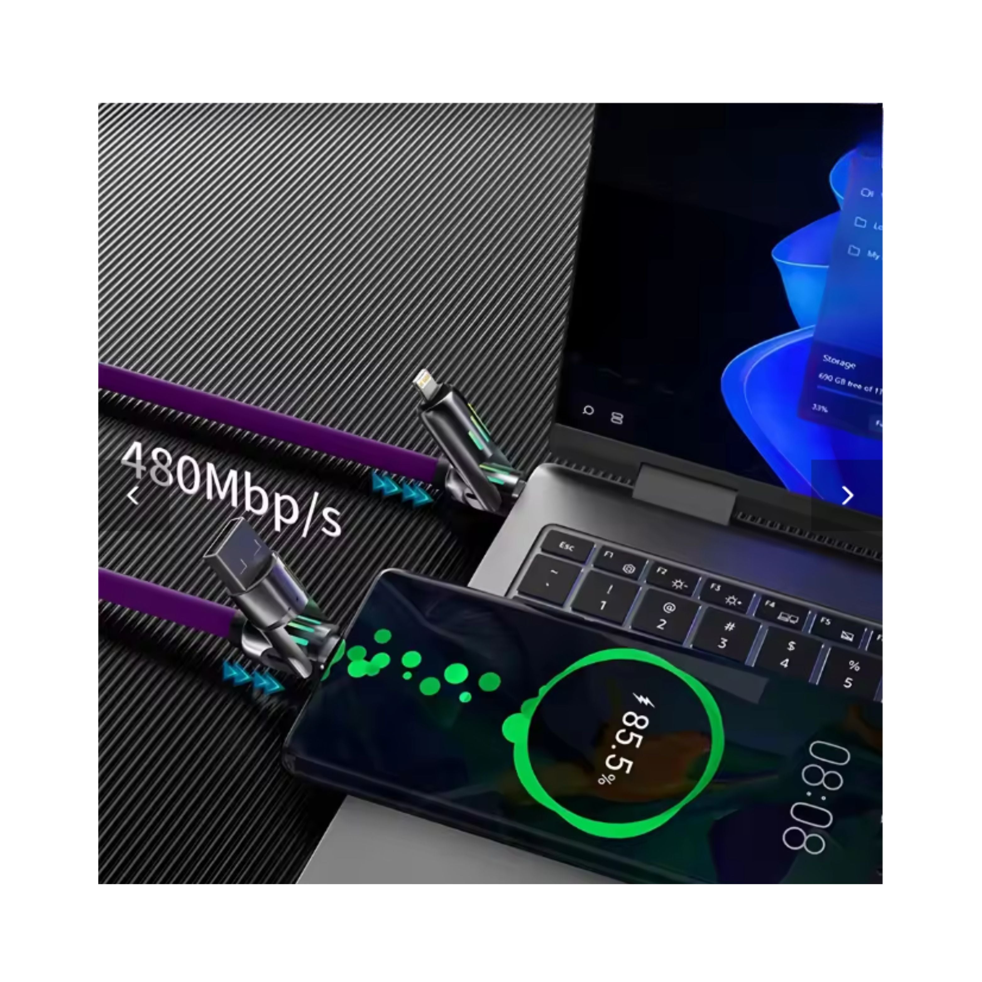 4-in-1 Fast-Charging Liquid Silicone USB-C Cable (240W, Multi-Device)