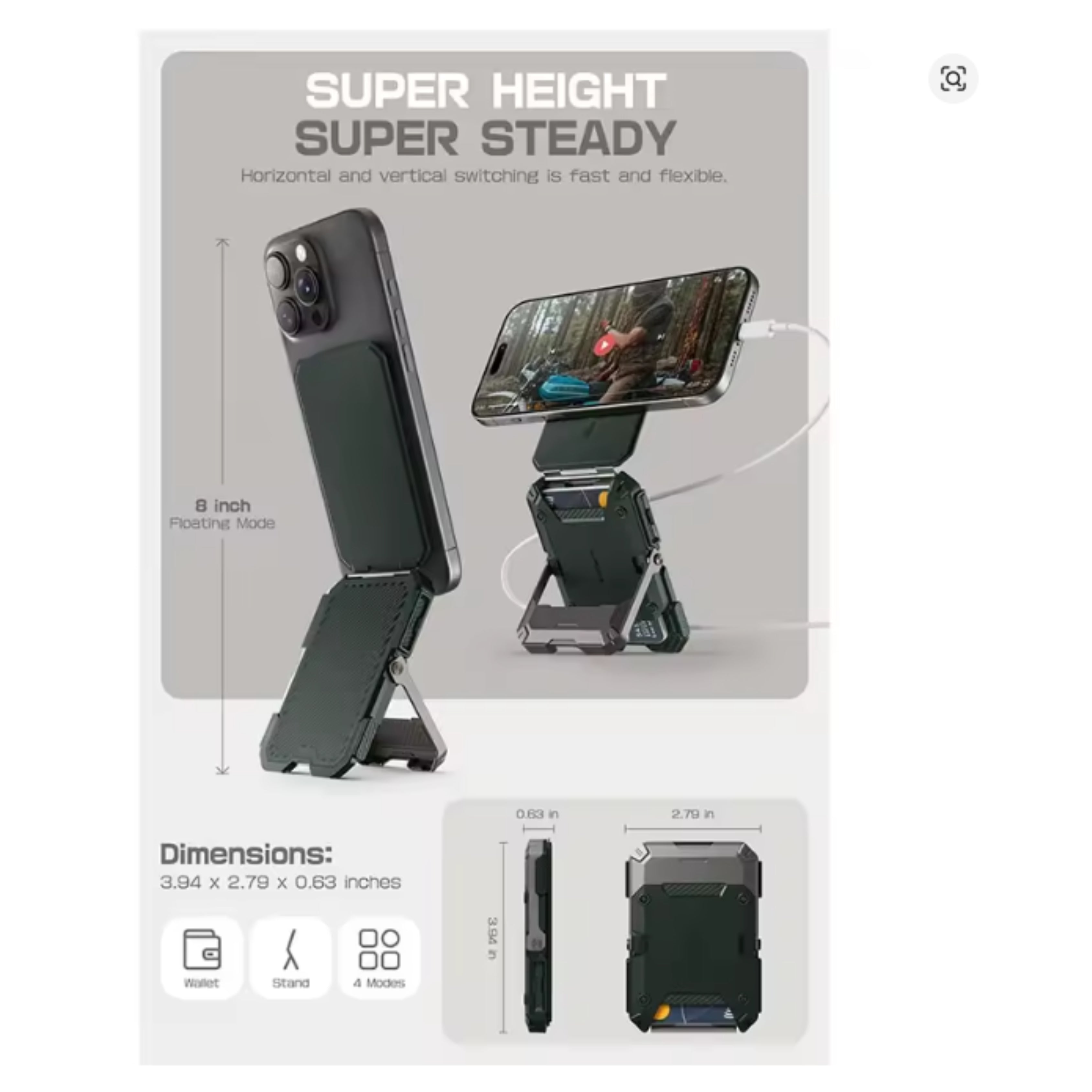 Magnetic Tripod Phone Stand Card Holder