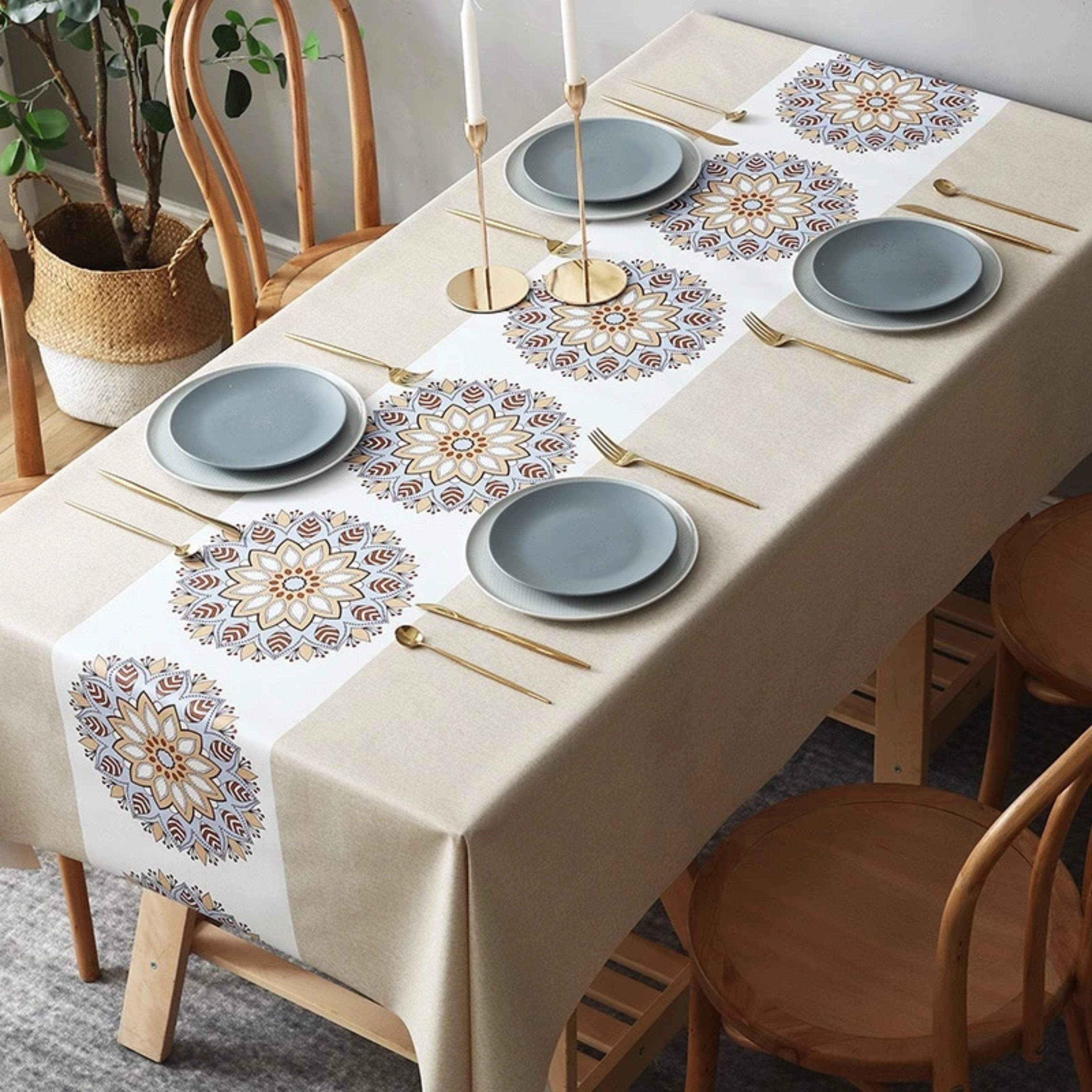 Nordic Waterproof PVC Tablecloth Oil-Proof, Scratch Resistant & Wash-Free Table Mat