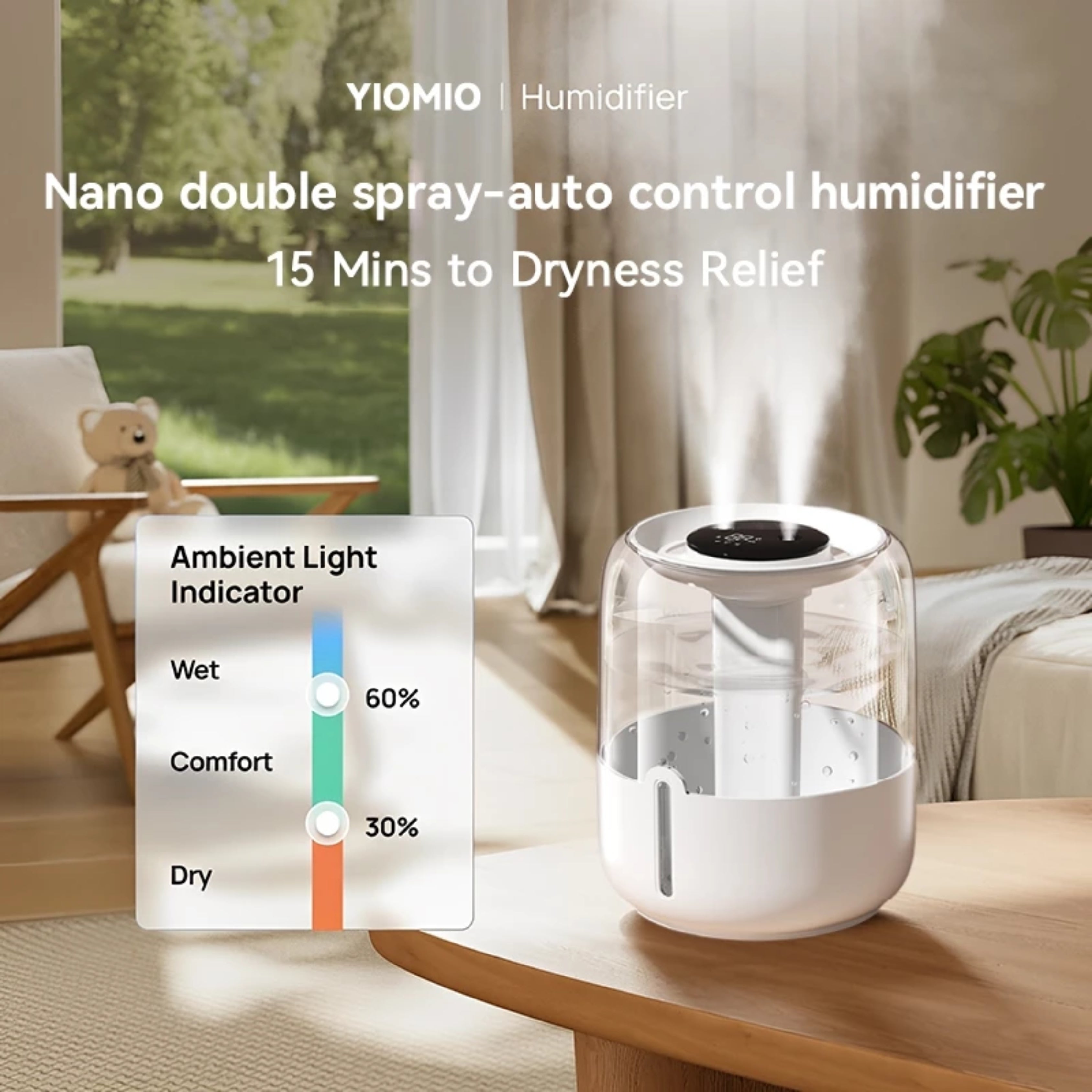 YOMIO 6.8L Antibacterial Filter Humidifier – Dual Mist Aroma Diffuser with LED Night Light