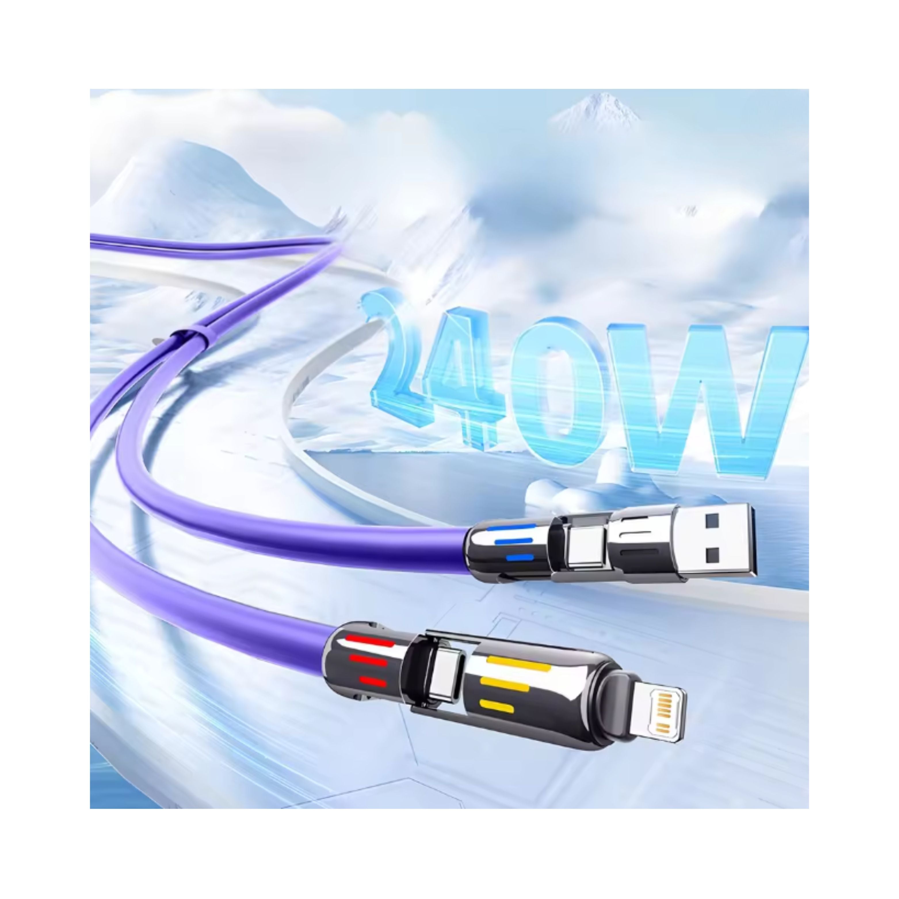 4-in-1 Fast-Charging Liquid Silicone USB-C Cable (240W, Multi-Device)