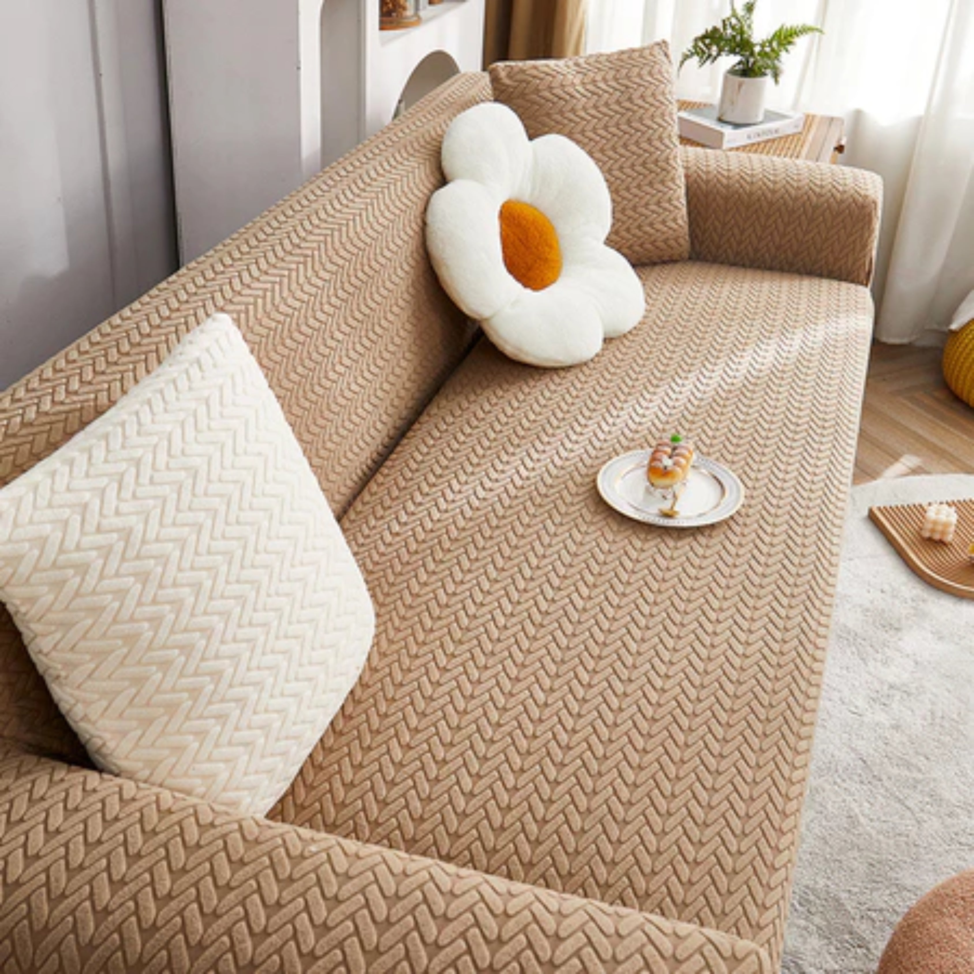 1/2/3/4 Seater Elastic Sofa Cover – Thickened Non-Slip, Anti-Cat Scratch, Washable Couch Protector