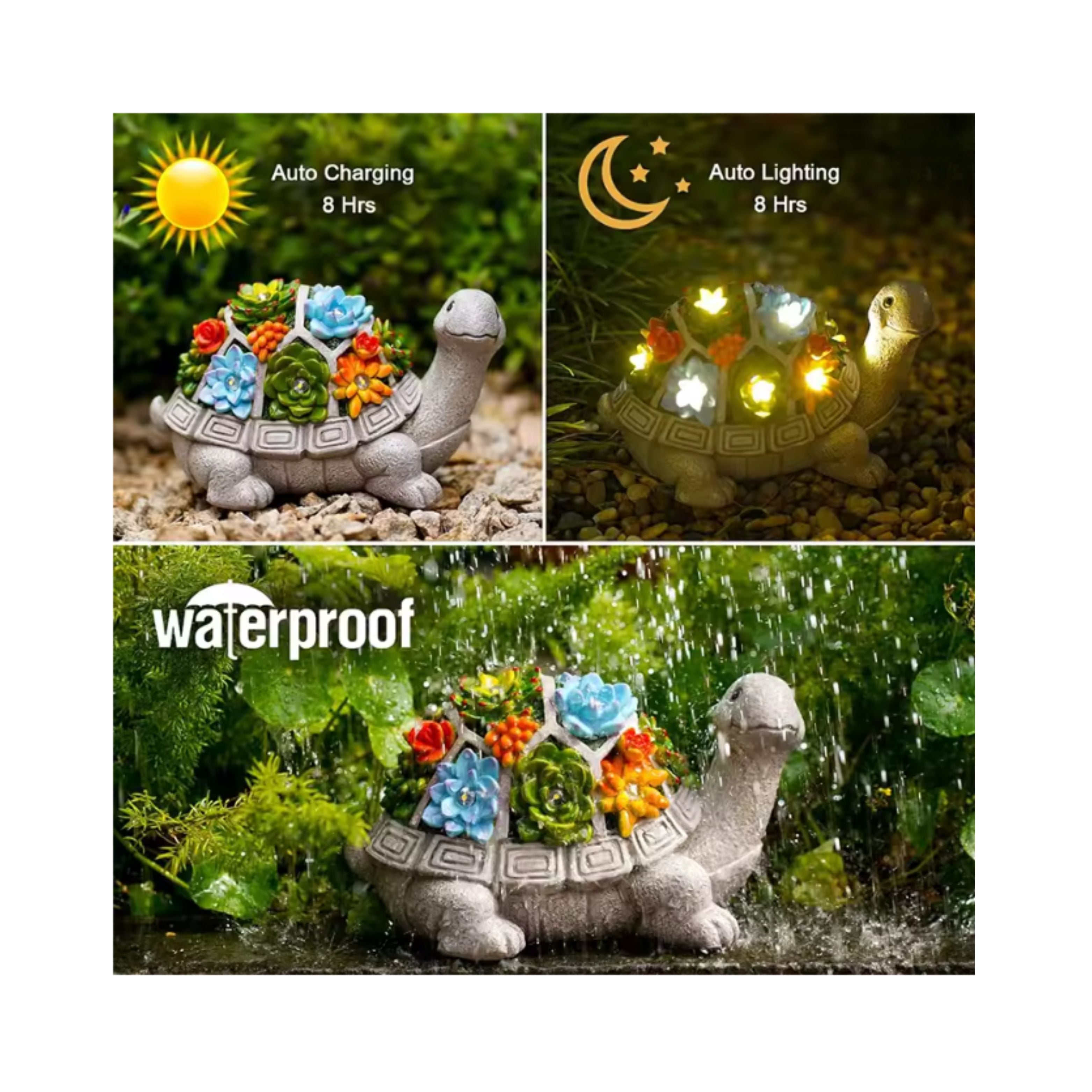 Solar Garden Outdoor Statue Turtle Lawn Decor