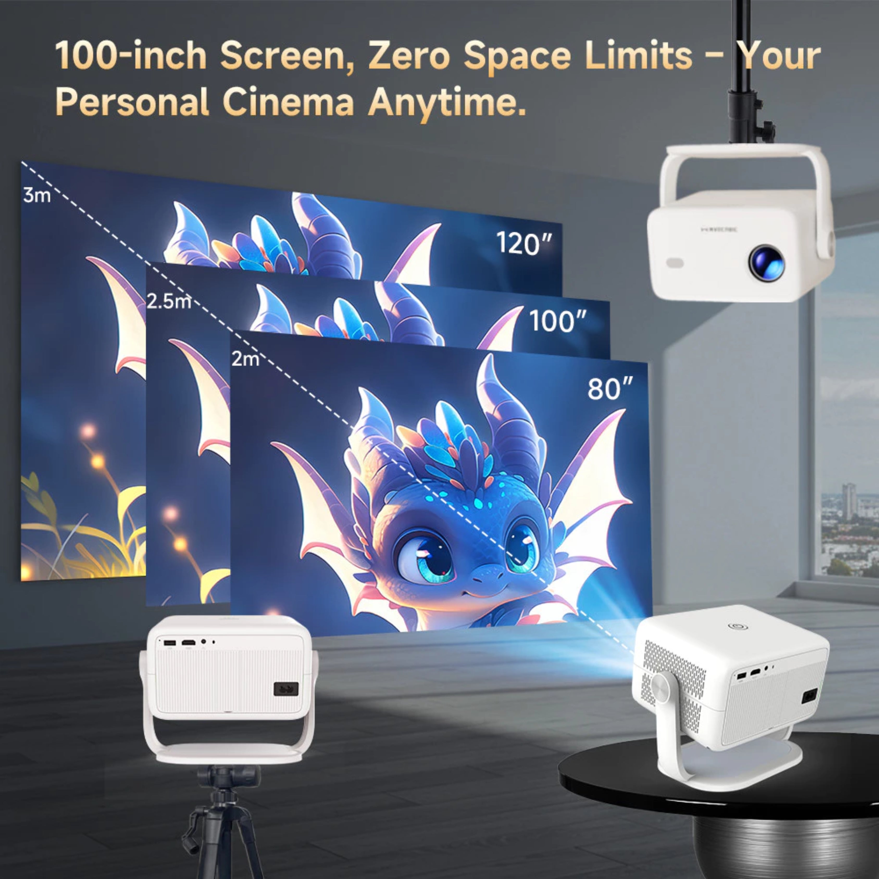 Magcubic L018 Projector 4K 650ANSI Auto Focus Keystone Android11 BT5.2 WIFI6 360° Portable Cinema