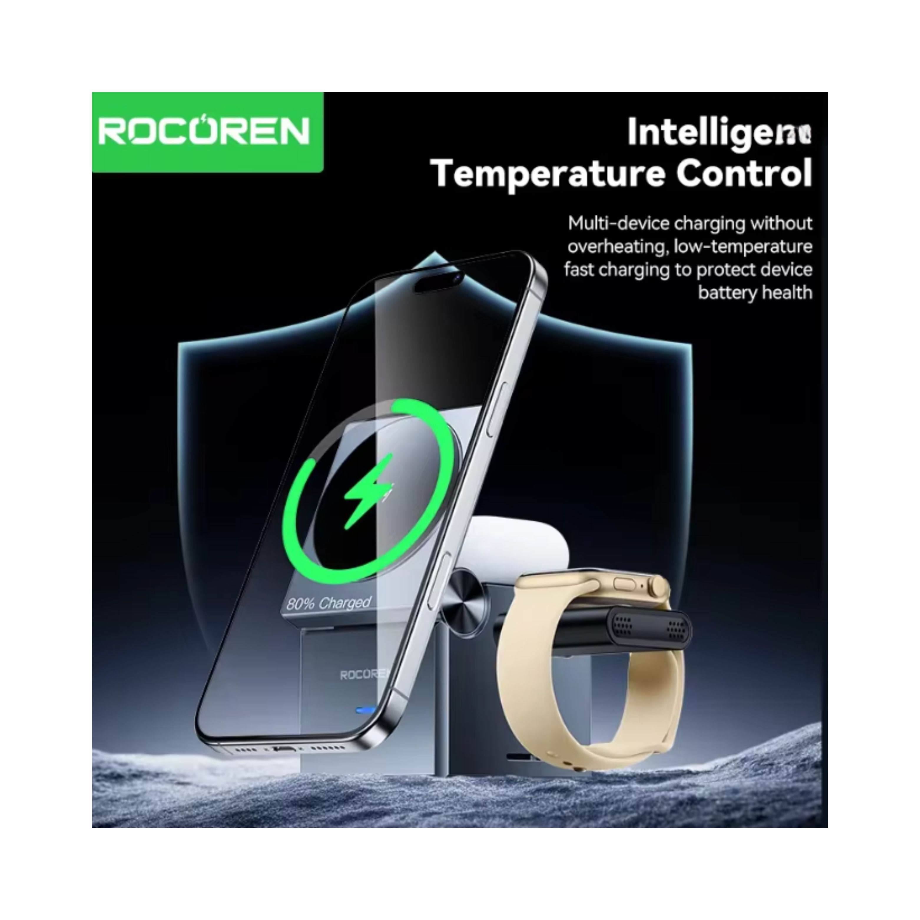 Rocoren 3‑in‑1 Wireless Charger Stand