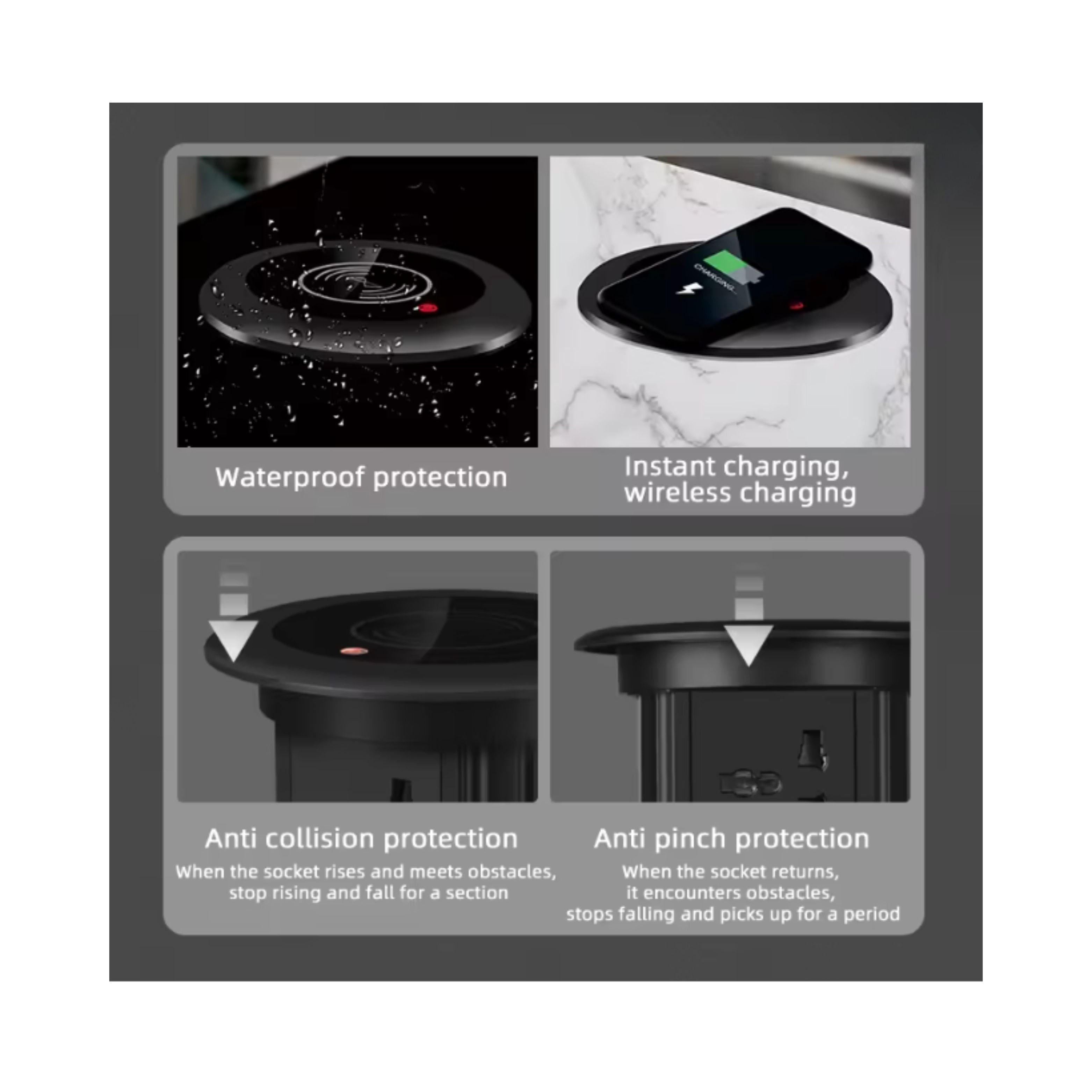 Herepow Automatic Pop‑Up Socket Universal Standard Plug Adapter (EU/FR/UK/US) with USB-C & Bluetooth Audio Lift