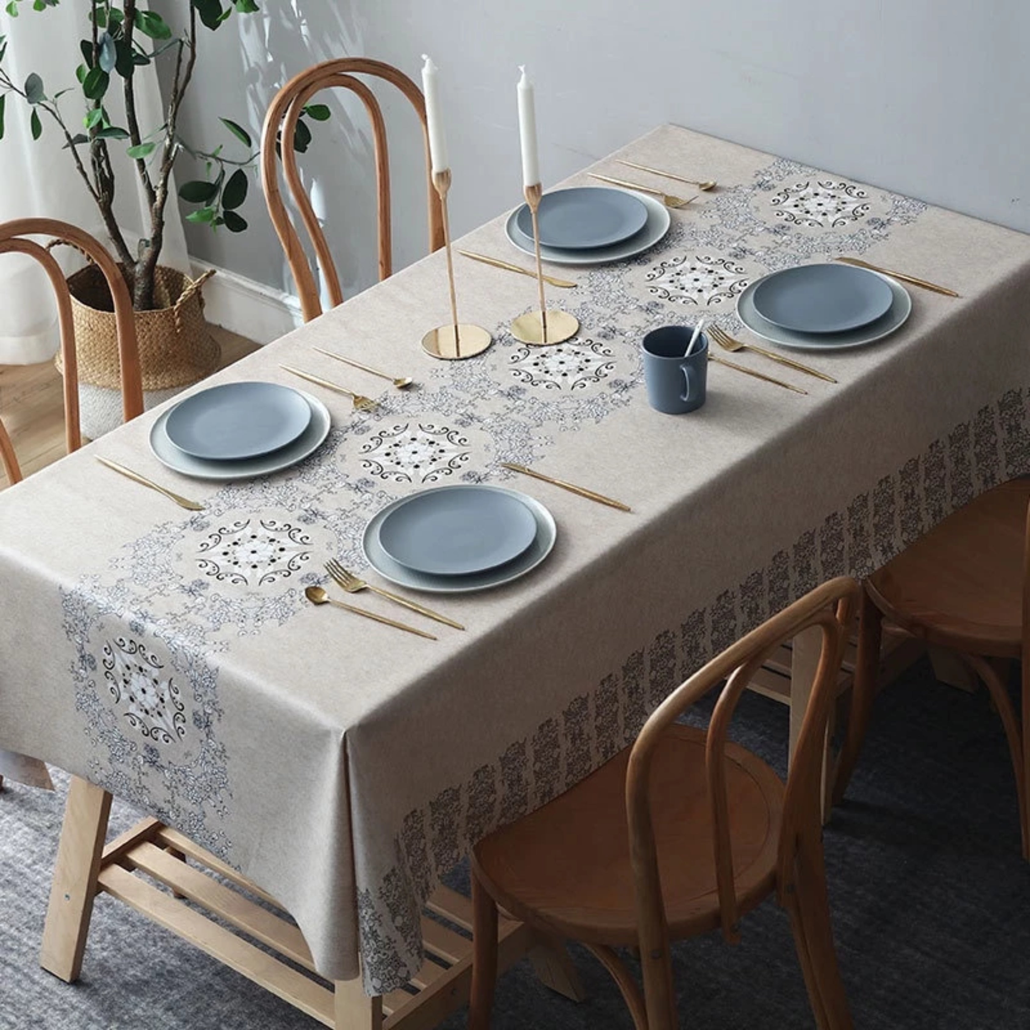 Nordic Waterproof PVC Tablecloth Oil-Proof, Scratch Resistant & Wash-Free Table Mat