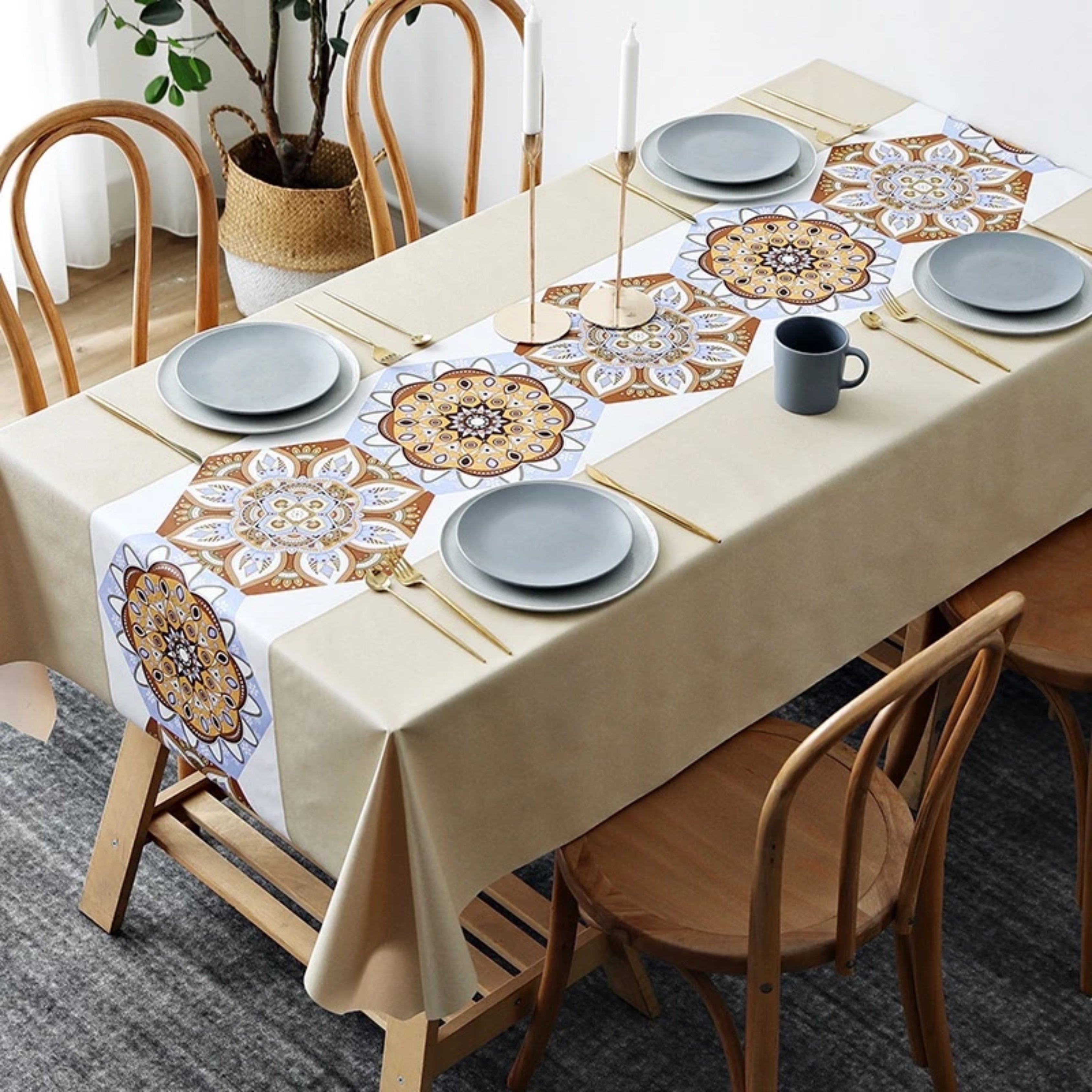 Nordic Waterproof PVC Tablecloth Oil-Proof, Scratch Resistant & Wash-Free Table Mat