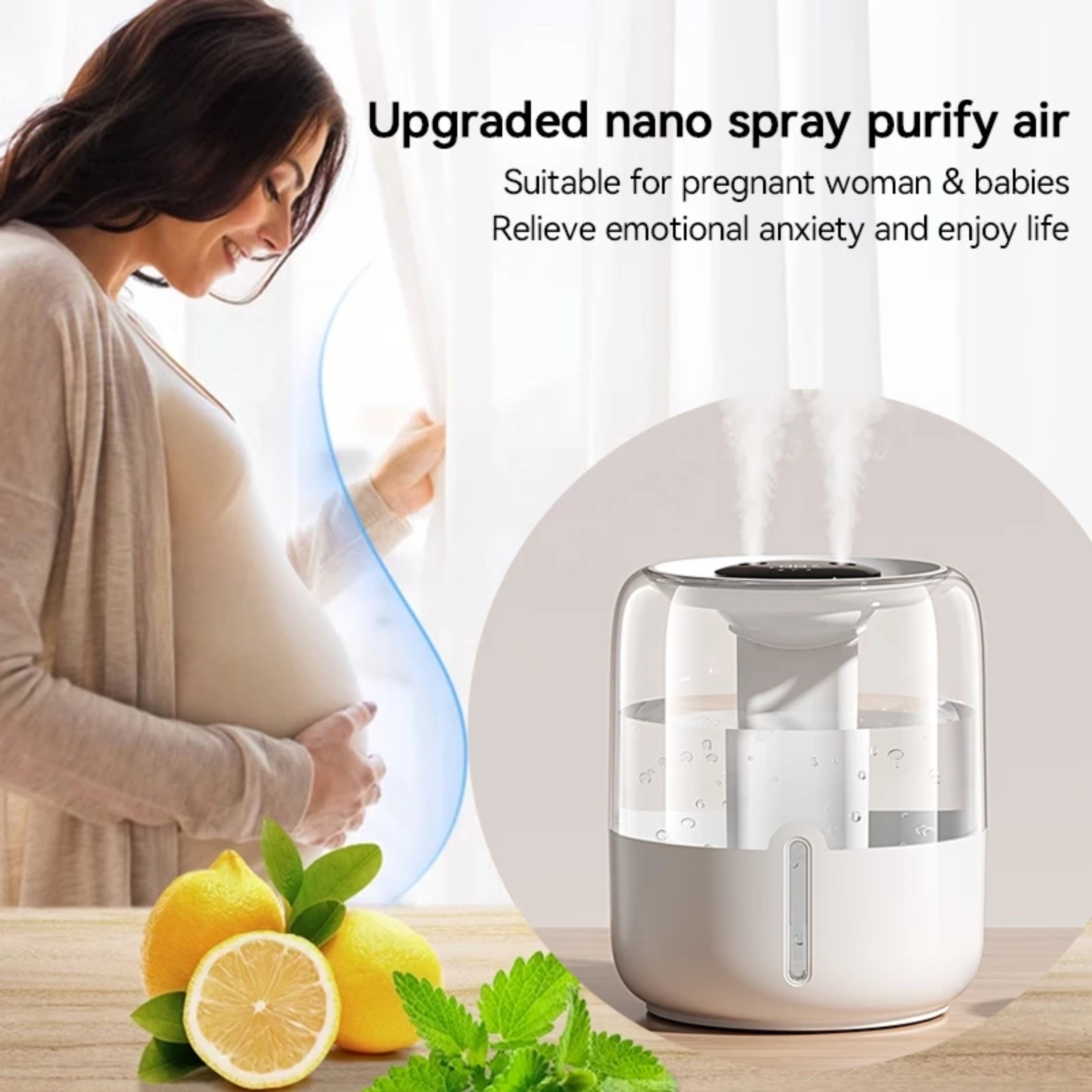 YOMIO 6.8L Antibacterial Filter Humidifier – Dual Mist Aroma Diffuser with LED Night Light